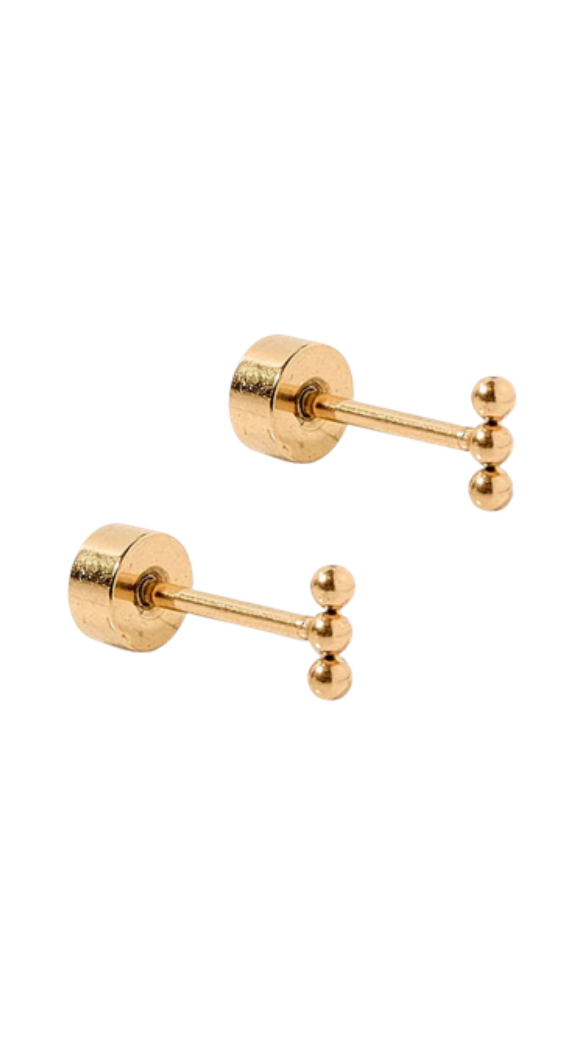 Screwback Stud Earrings/Micro Tally Gold, full view on white