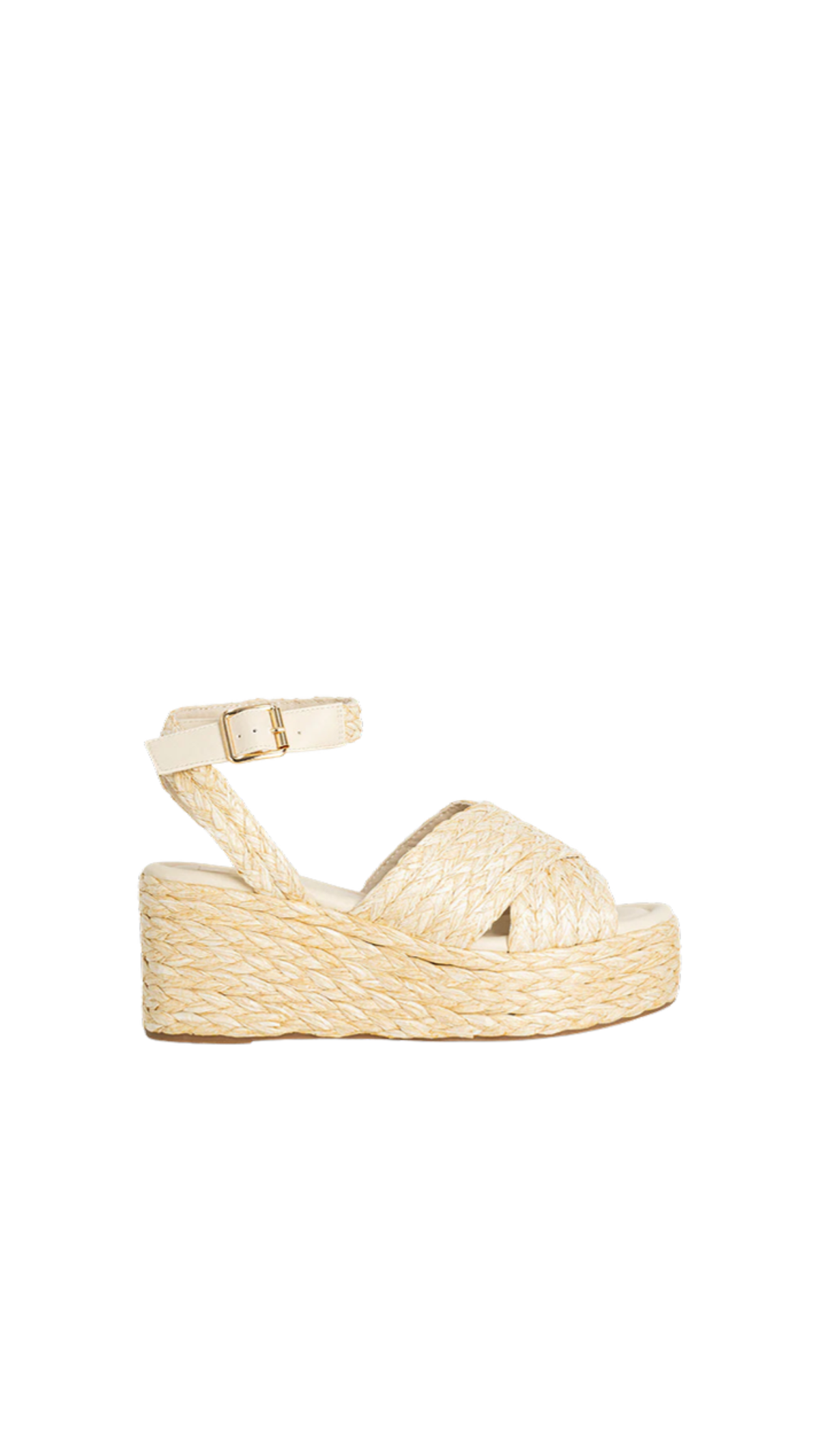 Kerry Woven Platform Shoe in Bone, full view on white