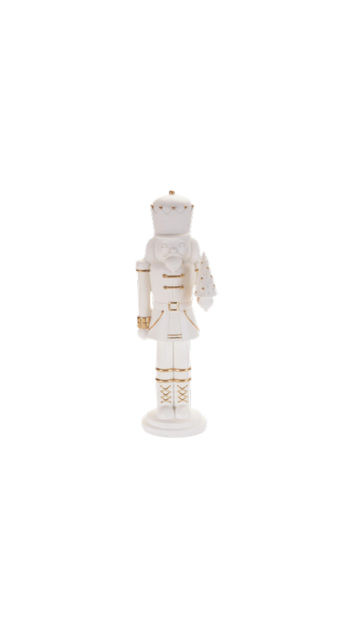 14.5" White Nutcracker, full view on white