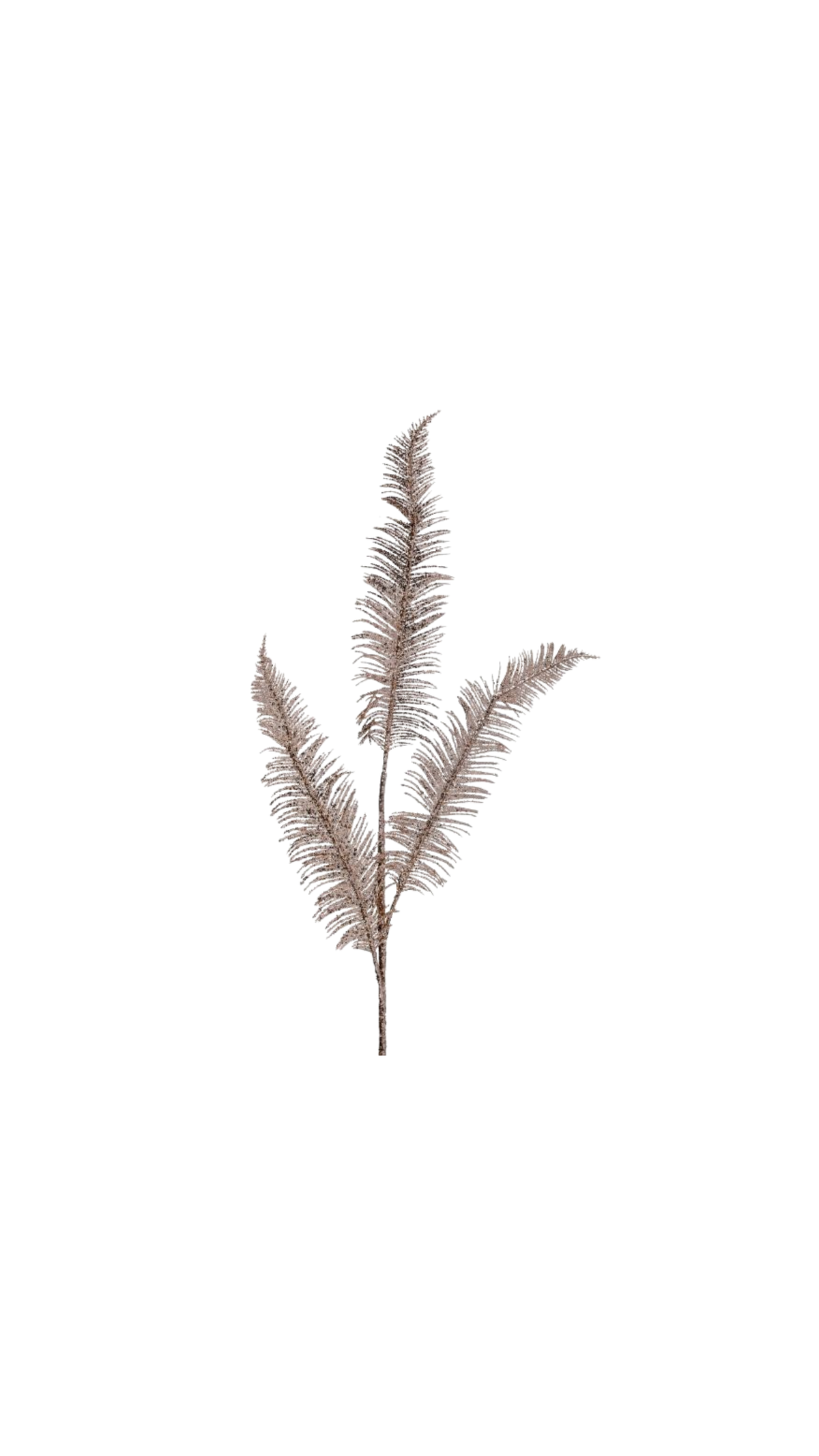 Glitter Fern Spray with Jewels - Champagne (31"), full view on white