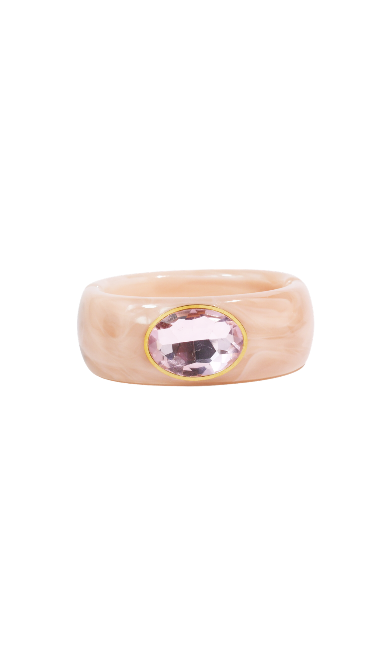 Gemstone Resin Cuff Bracelet/Blush, full view on white