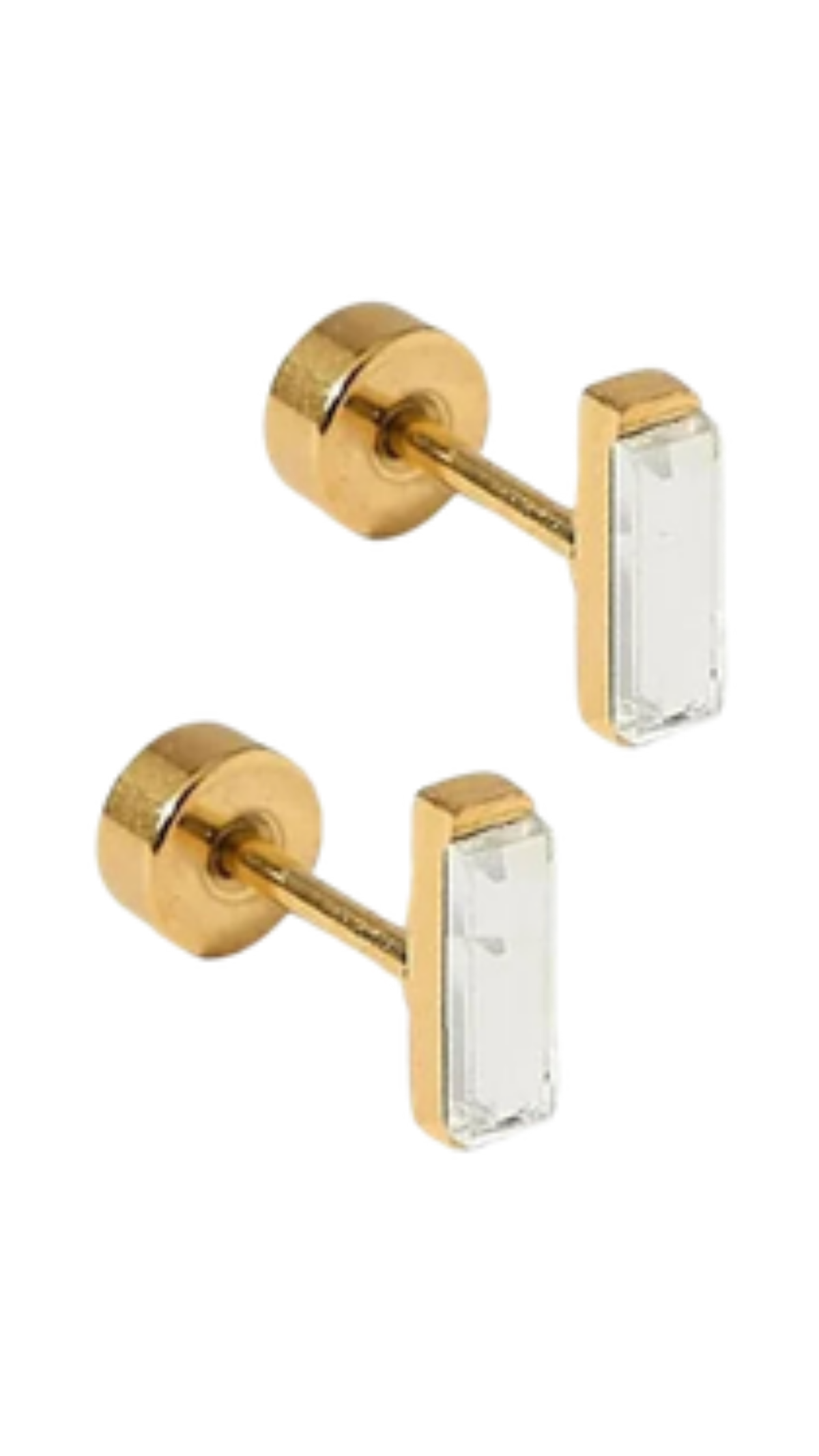 Screwback Stud Earrings/AMBER, full view on white