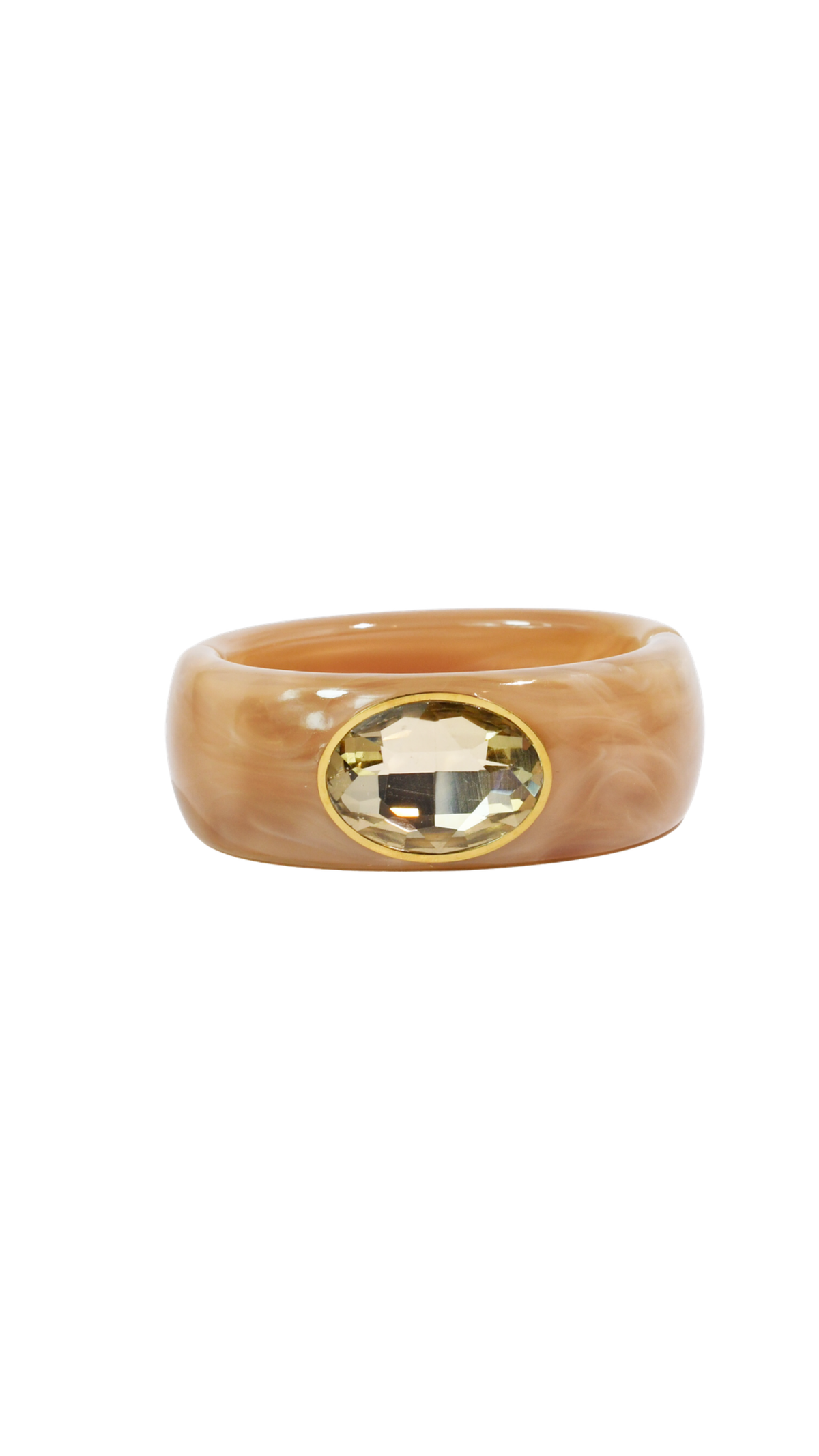 Gemstone Resin Cuff Bracelet/Caramel, full view on white