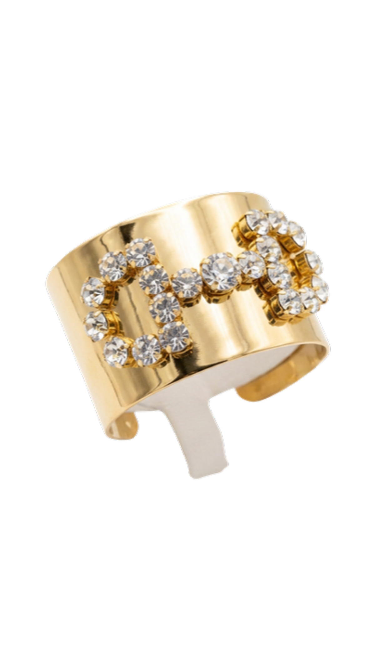 Diamond Horse Bit Gold Cuff, full view on white