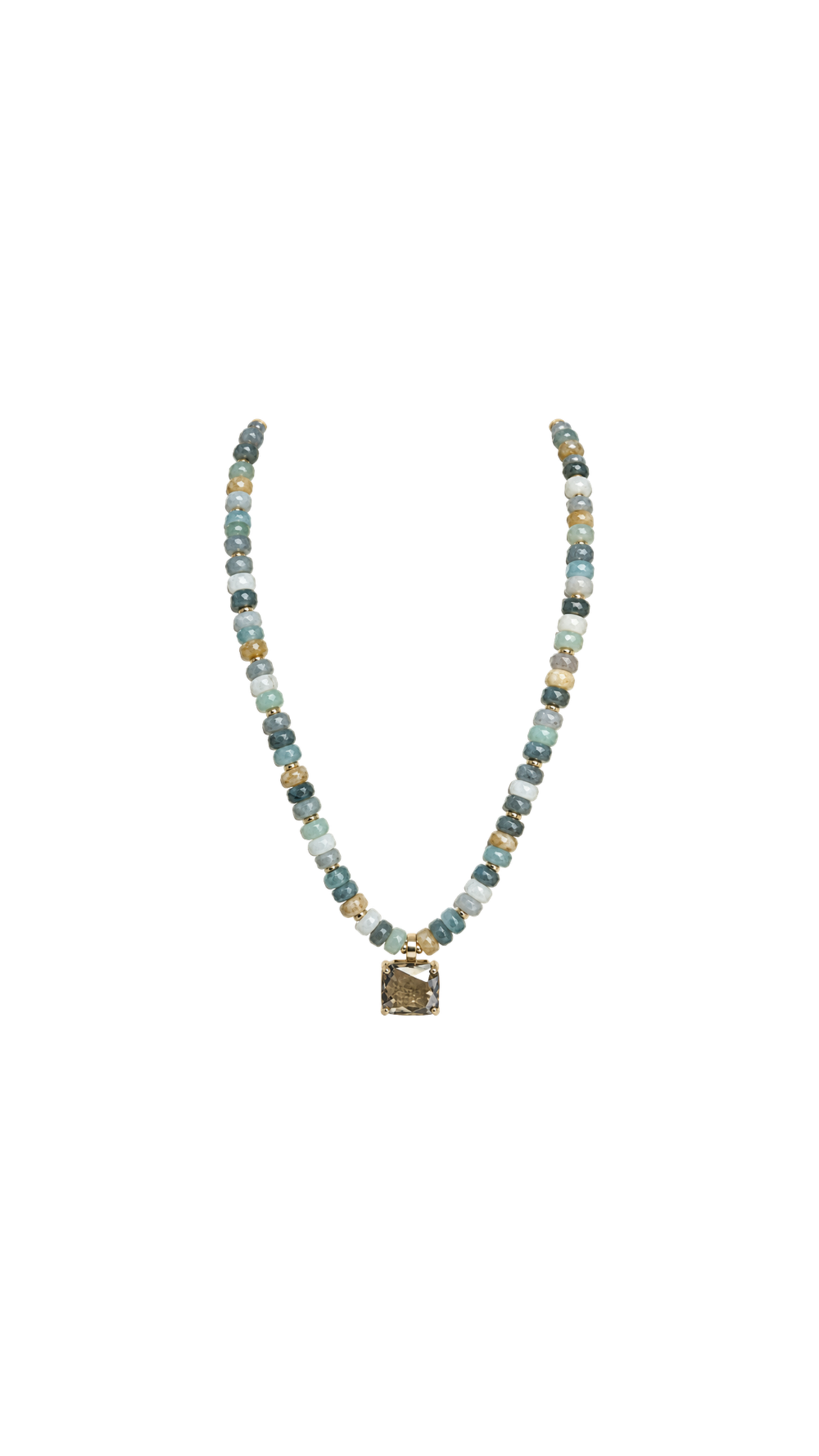 Rondelle Bead Pendant Necklace, full view on white