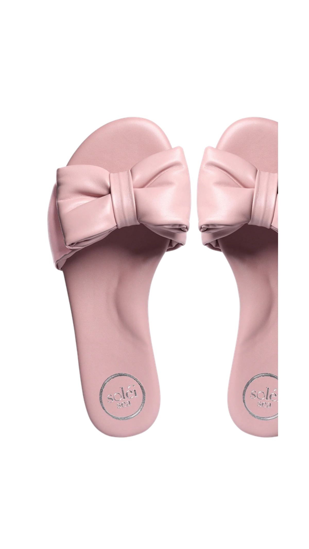 Rafie Puffy Bow Sandal/Blush, full view on white