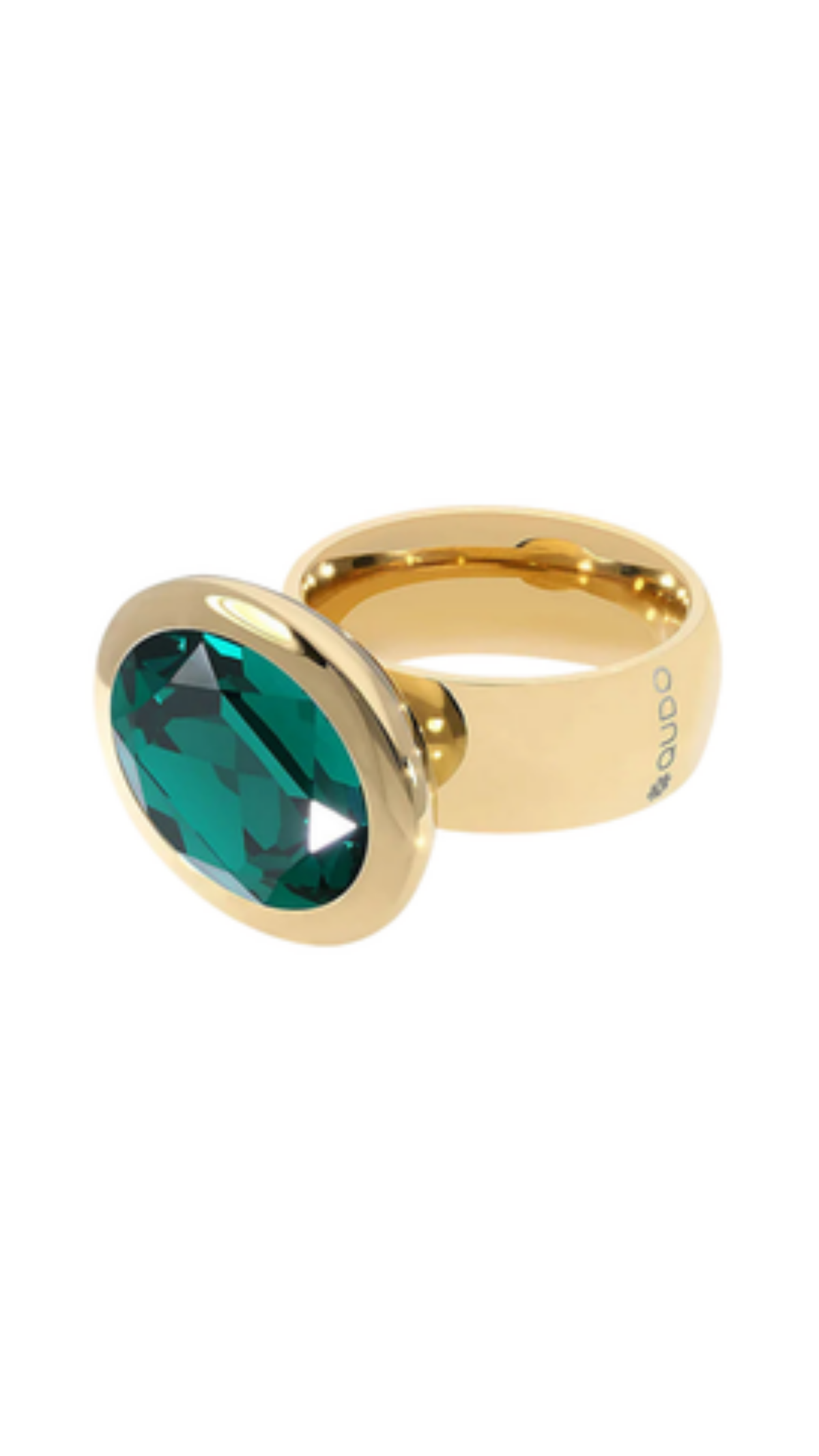 Tivola Big Crystal Ring - Emerald, full view on white