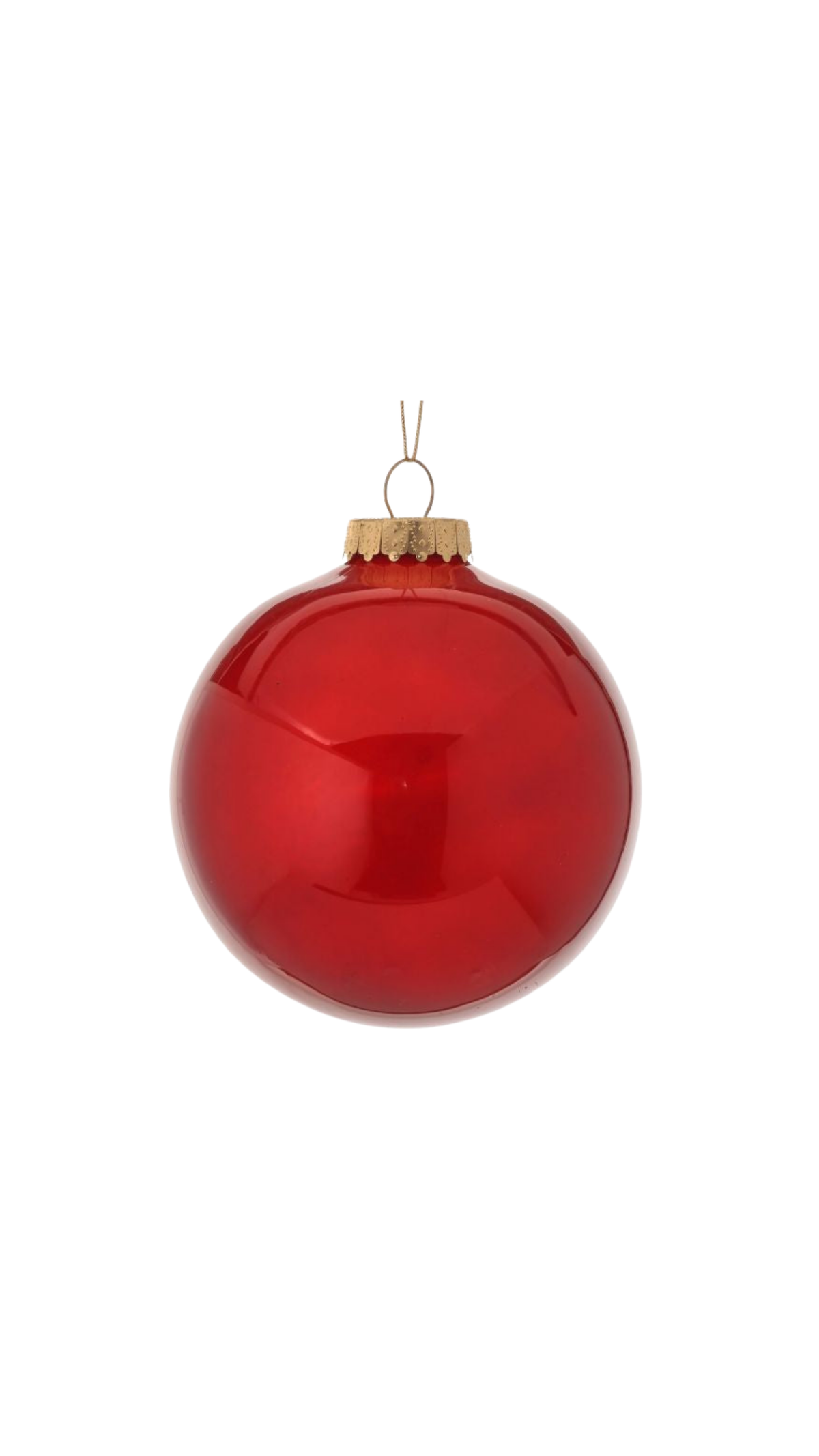 Glass-Look Plastic Ball Ornament - Red (6"), full view on white