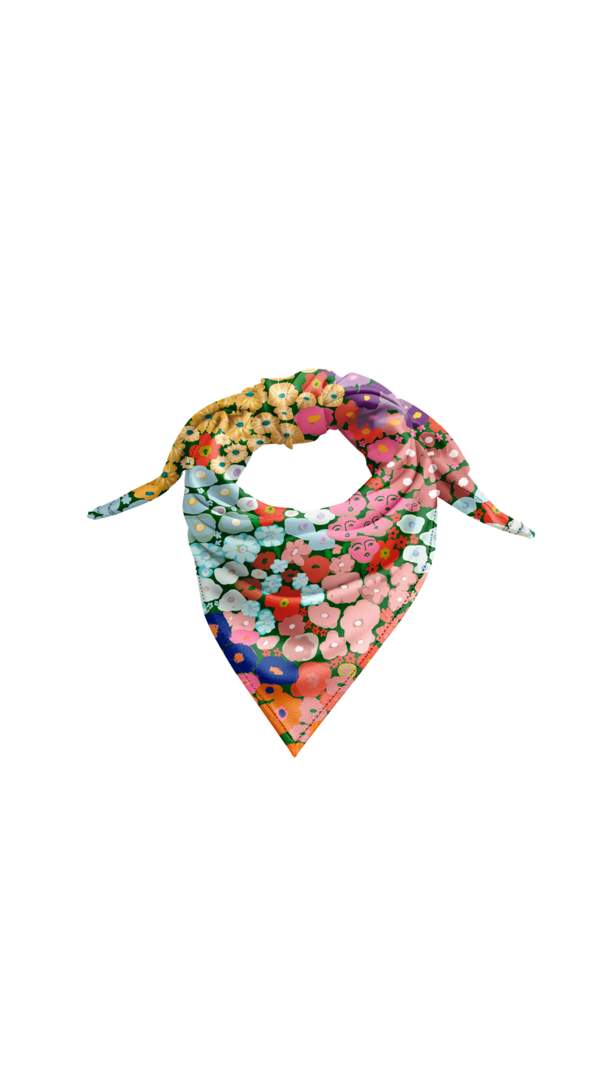 Garden Girls Scarf, full view on white