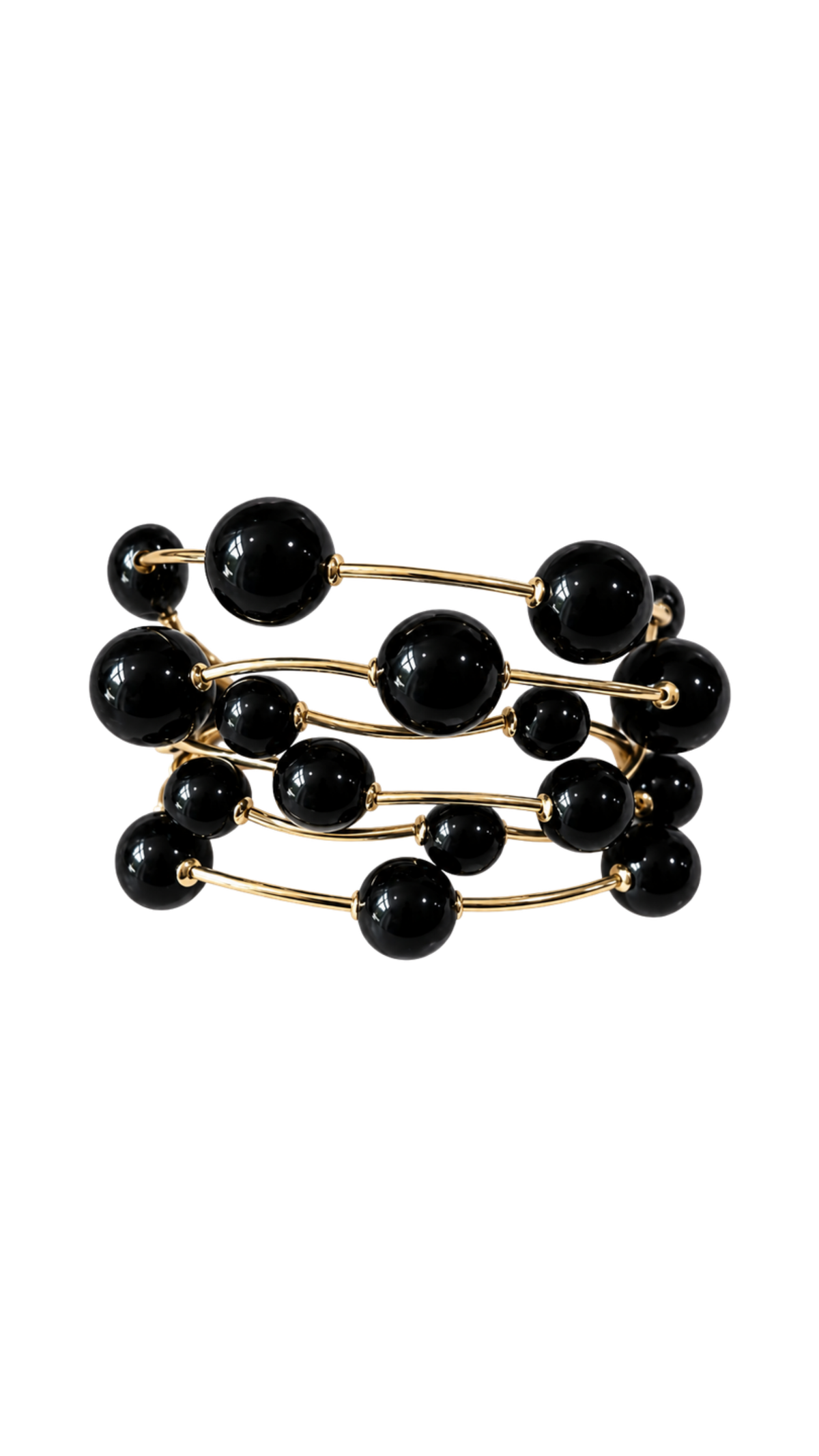 Floating Bead 6-Strand Stretch Bracelet, full view on white