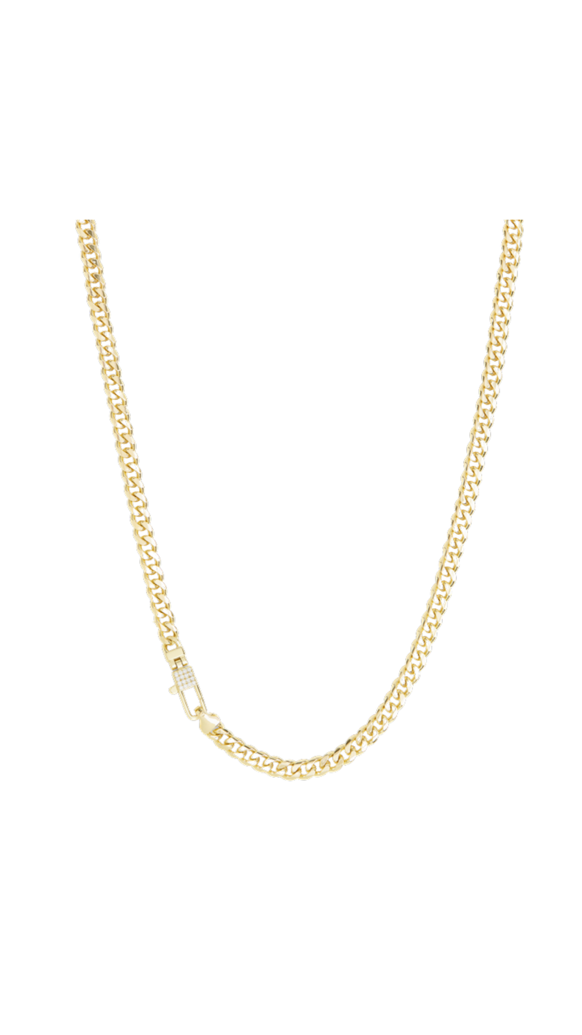 Julian Pave Lock Necklace 5mm, full view on white