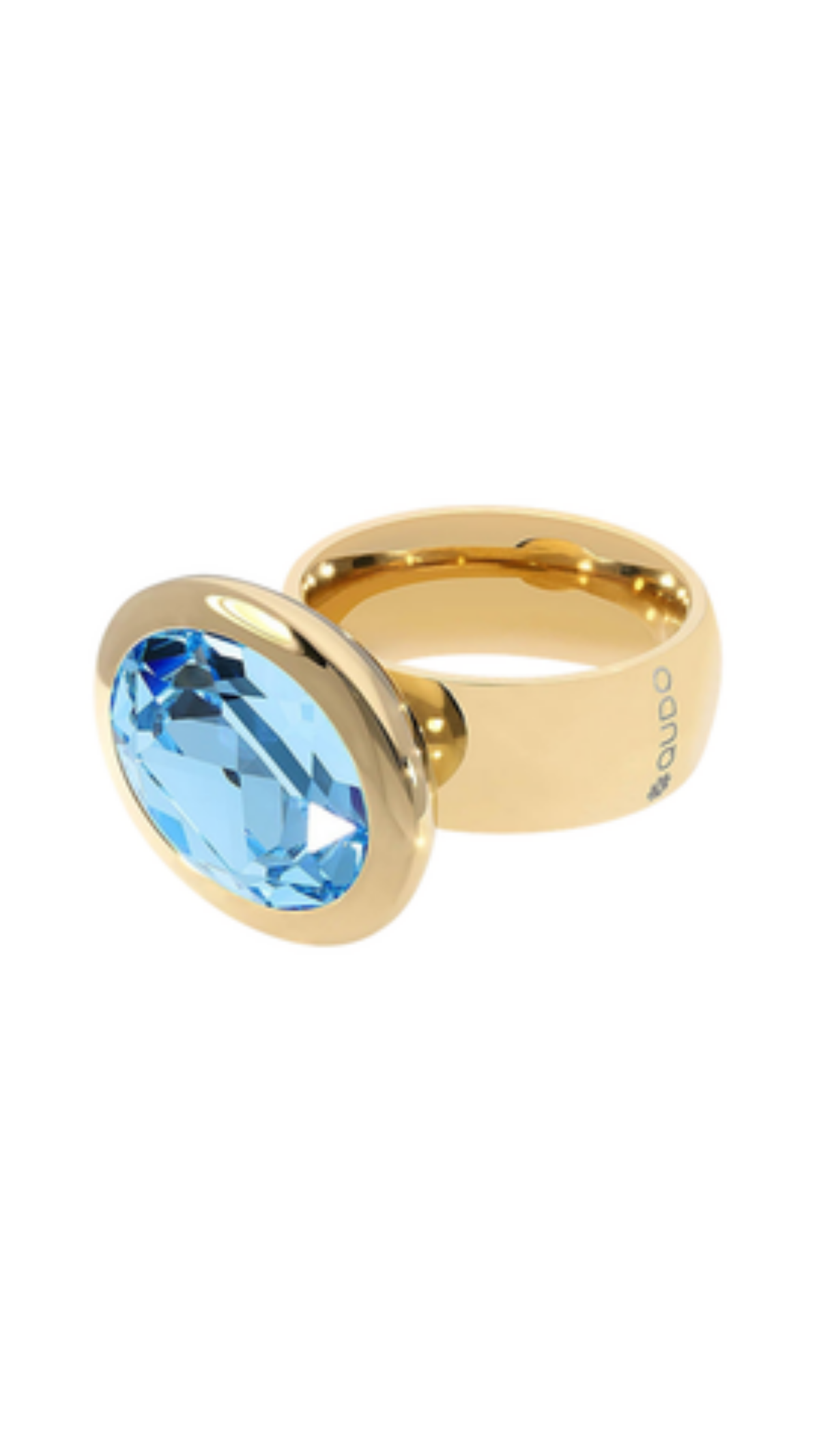 Tivola Big Crystal Ring - Aquamarine, full view on white