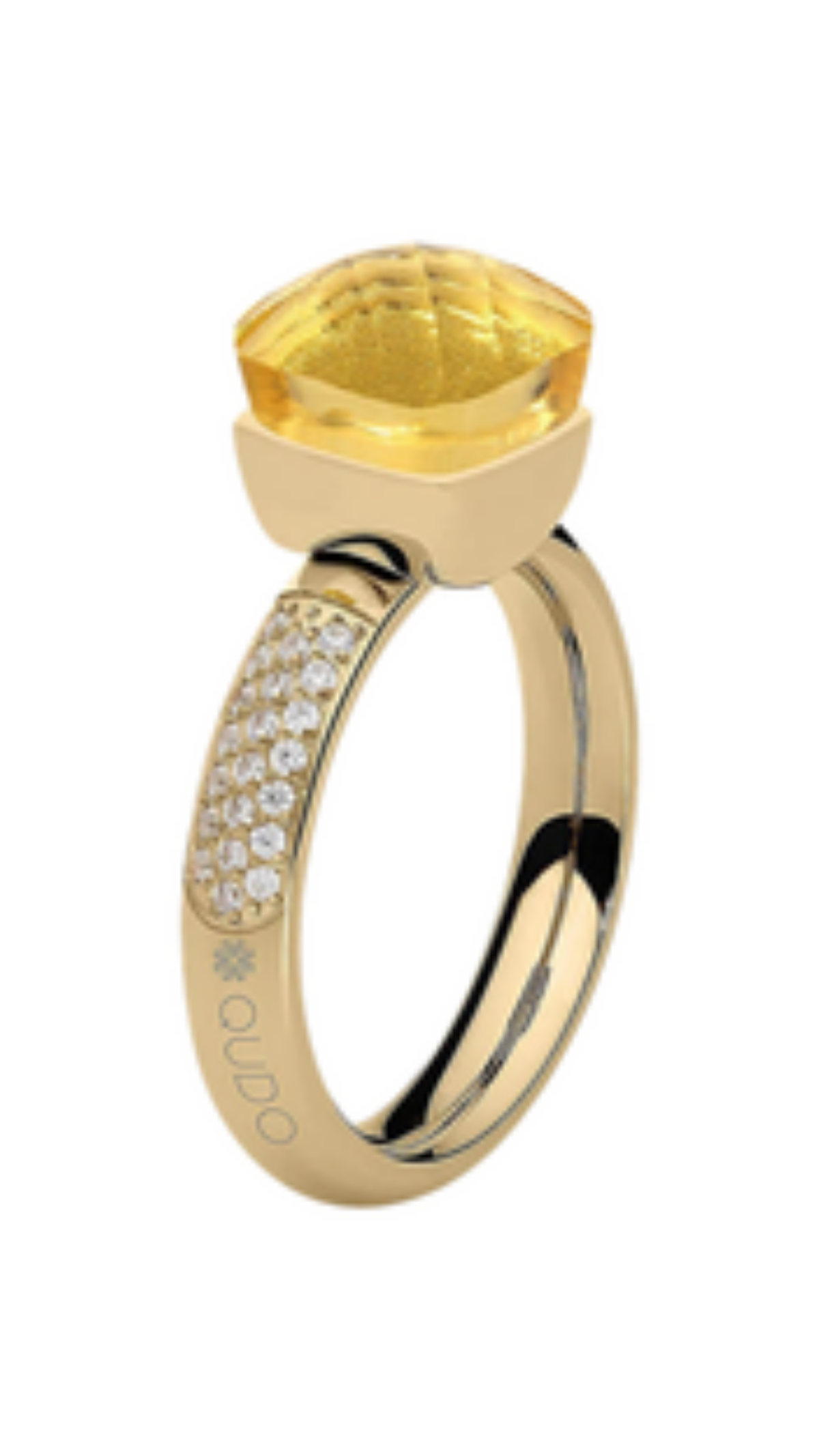Firenze Deluxe Crystal Ring - Citrine, full view on white