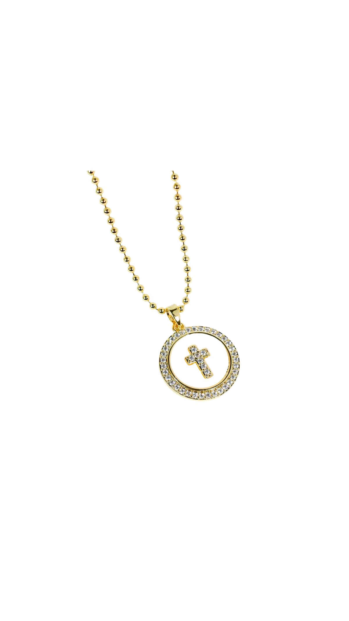 Holy Pearl Necklace/Gold, full view on white