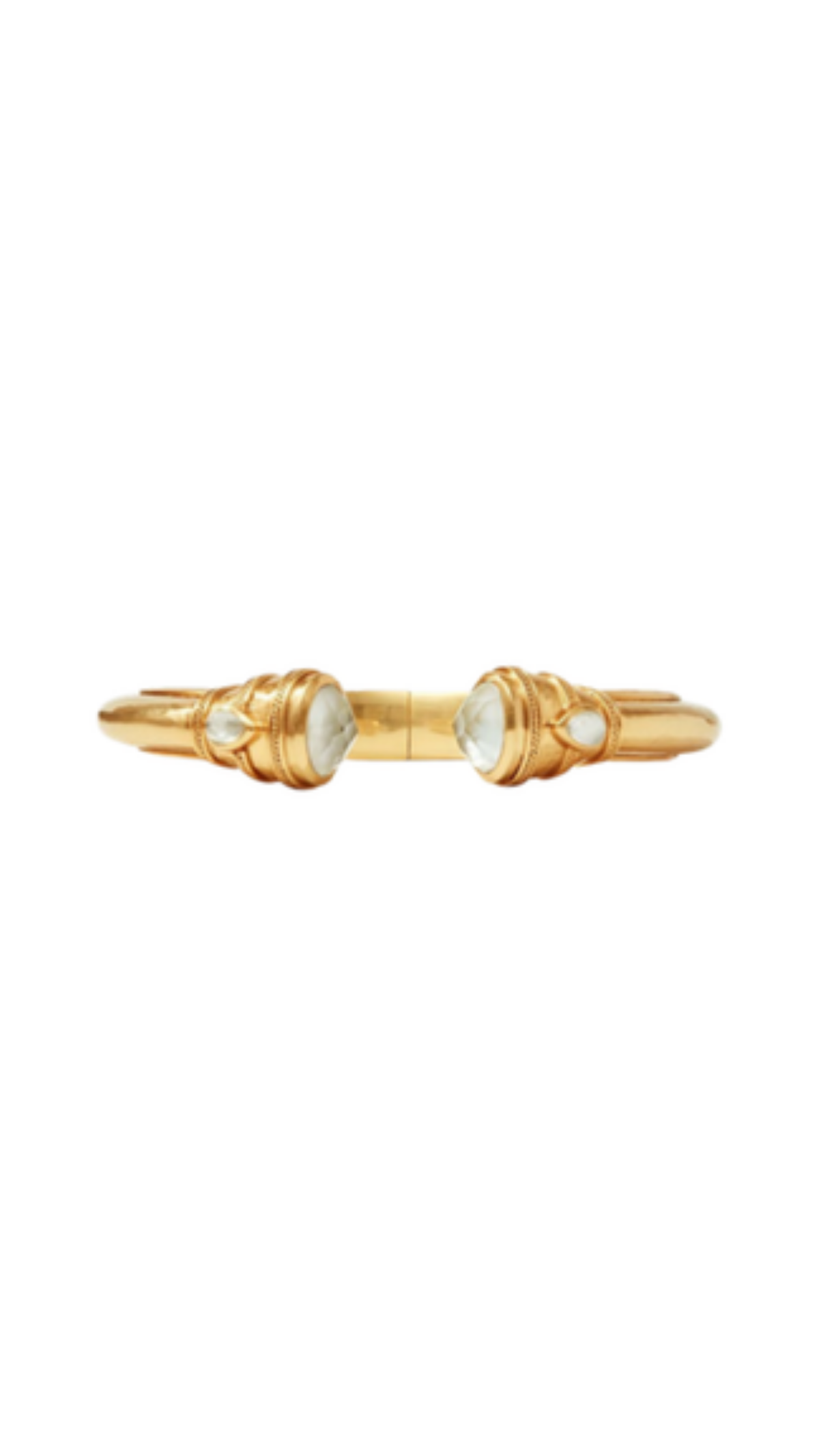 Cannes Demi Cuff/Iridescent Clear Crystal, full view on white