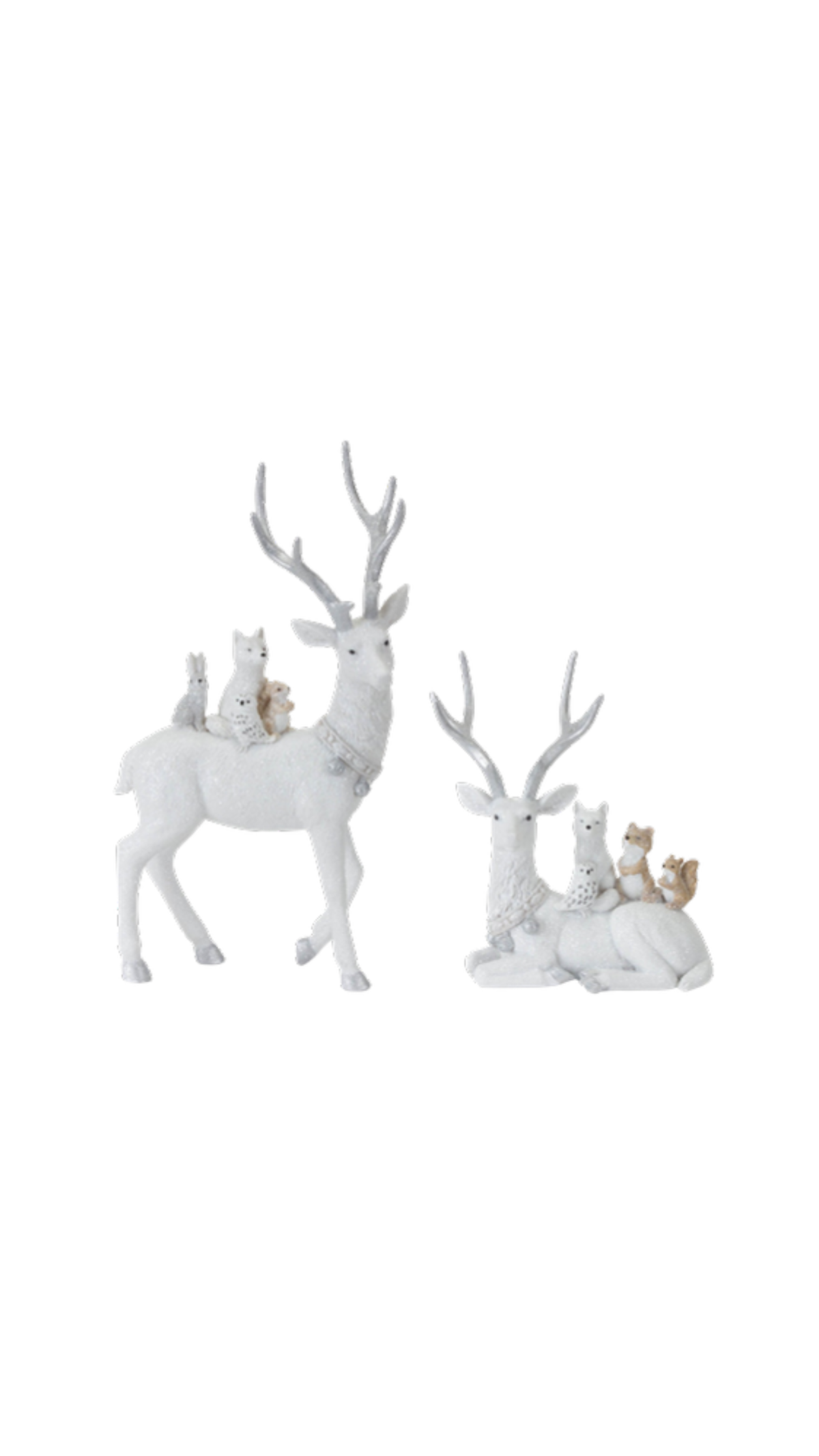 White Deer Figurine, full view on white