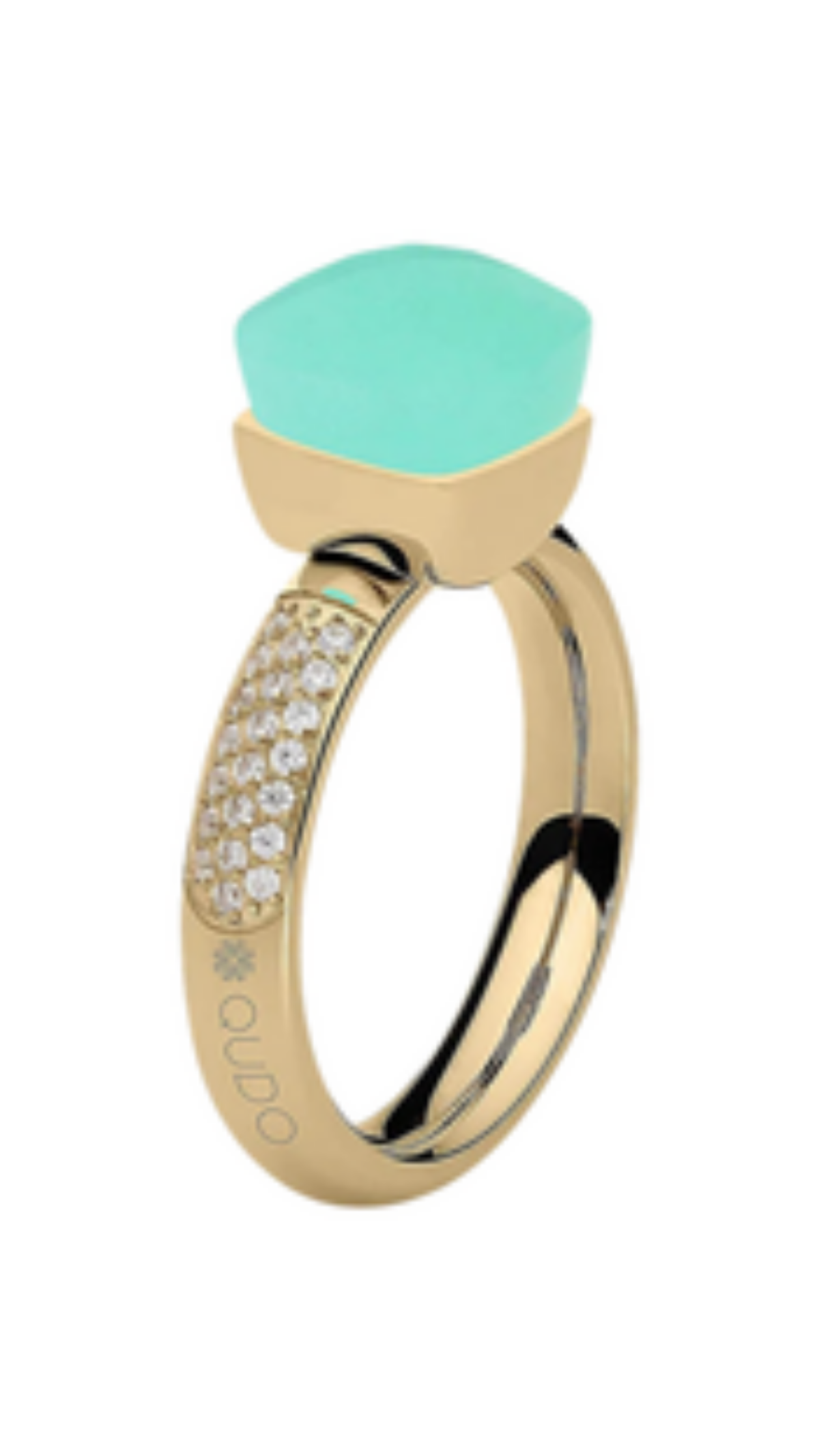 Firenze Deluxe Crystal Ring - Green Opal, full view on white
