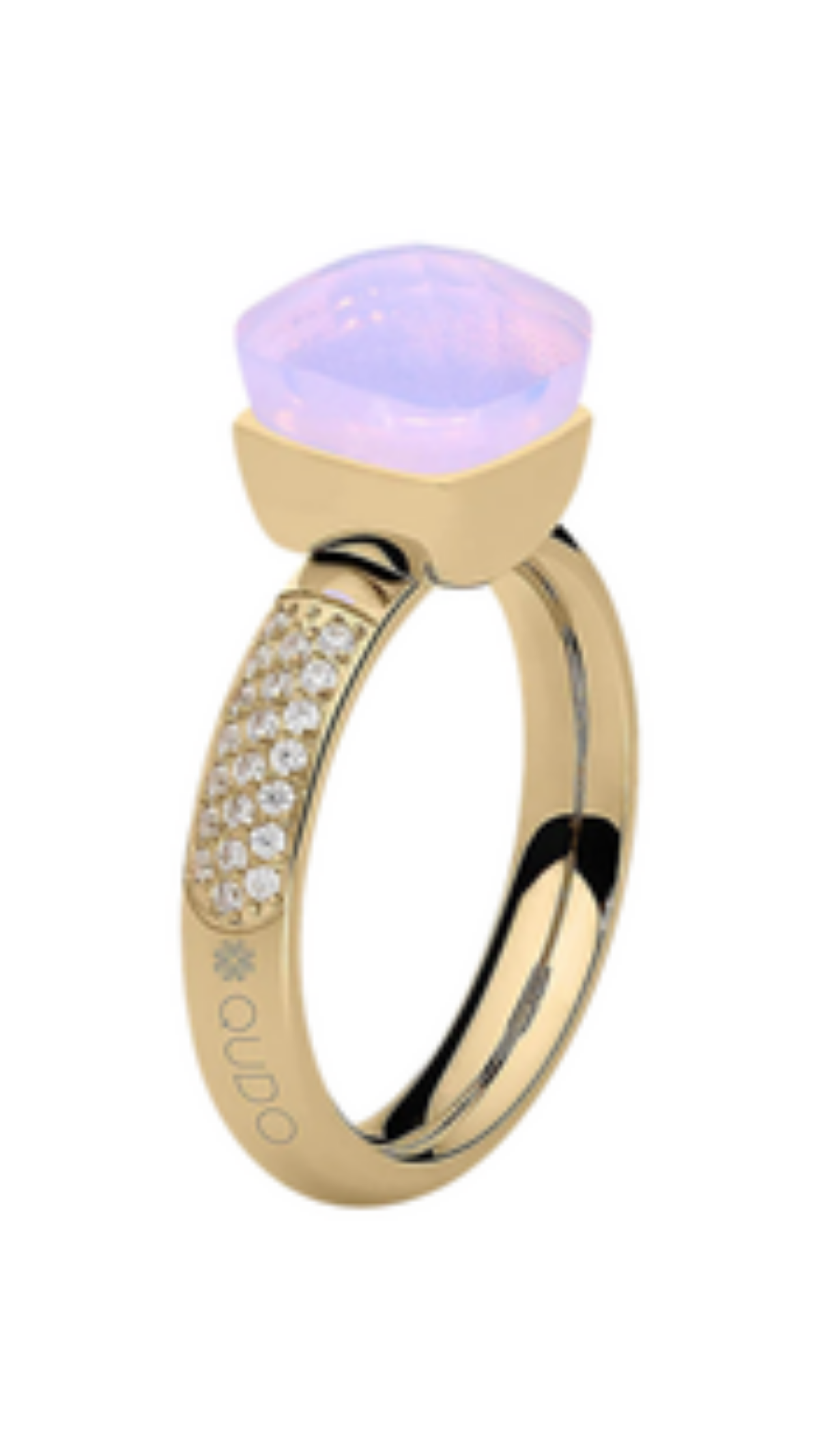 Firenze Deluxe Crystal Ring - Rose Water Opal, full view on white