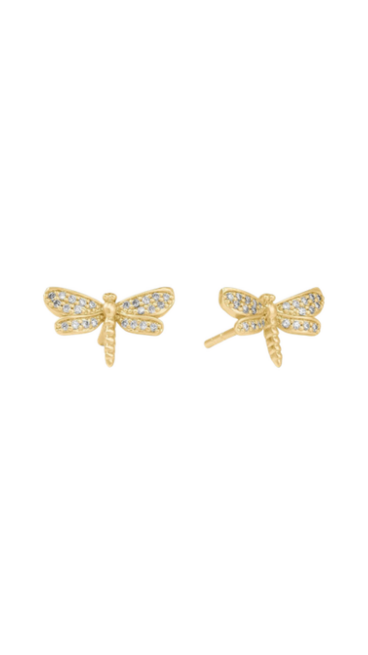 Dragonfly Pavé Stud/Cubic Zirconia, full view on white