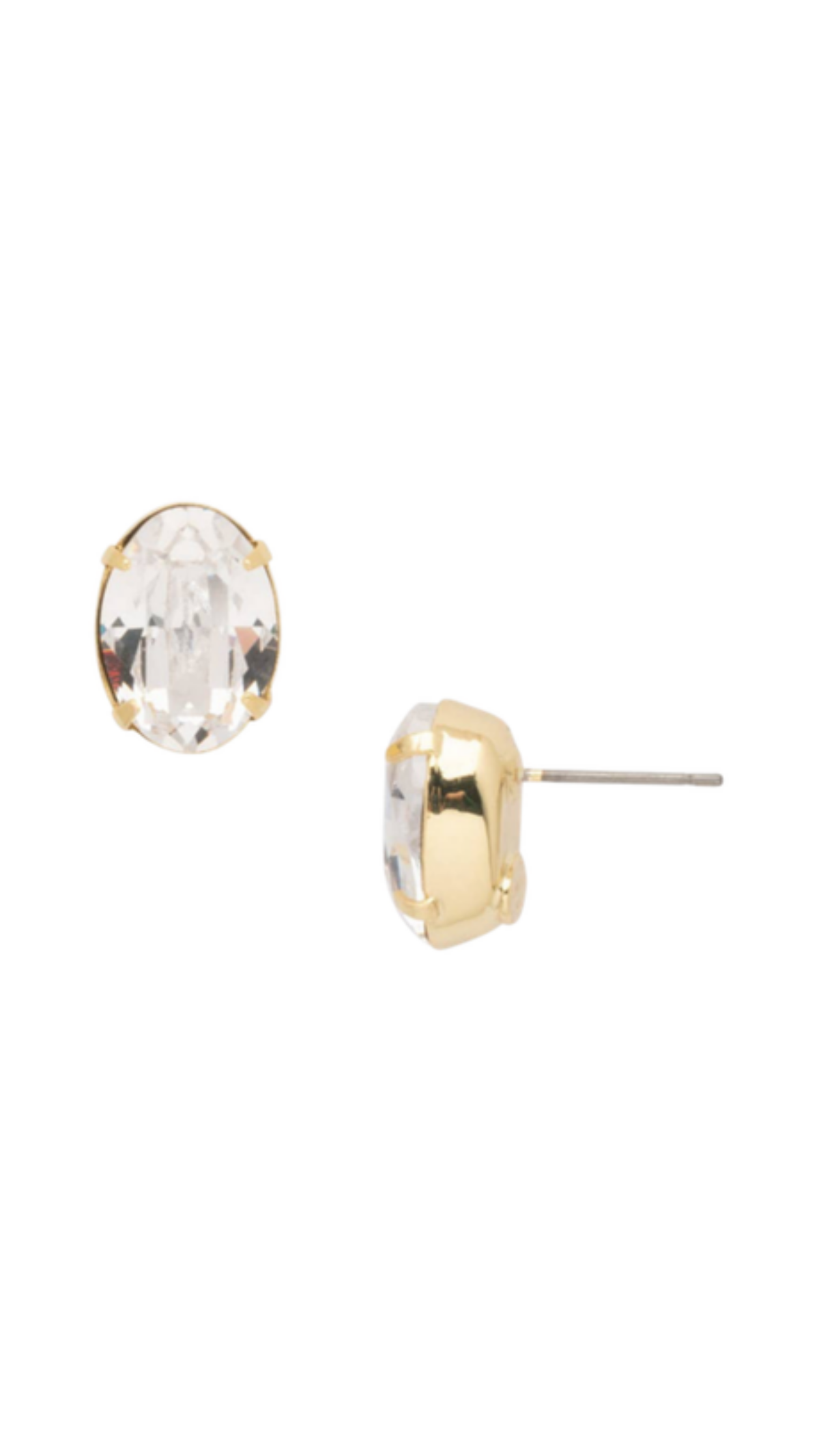 Oval Cut Stud Earrings, full view on white