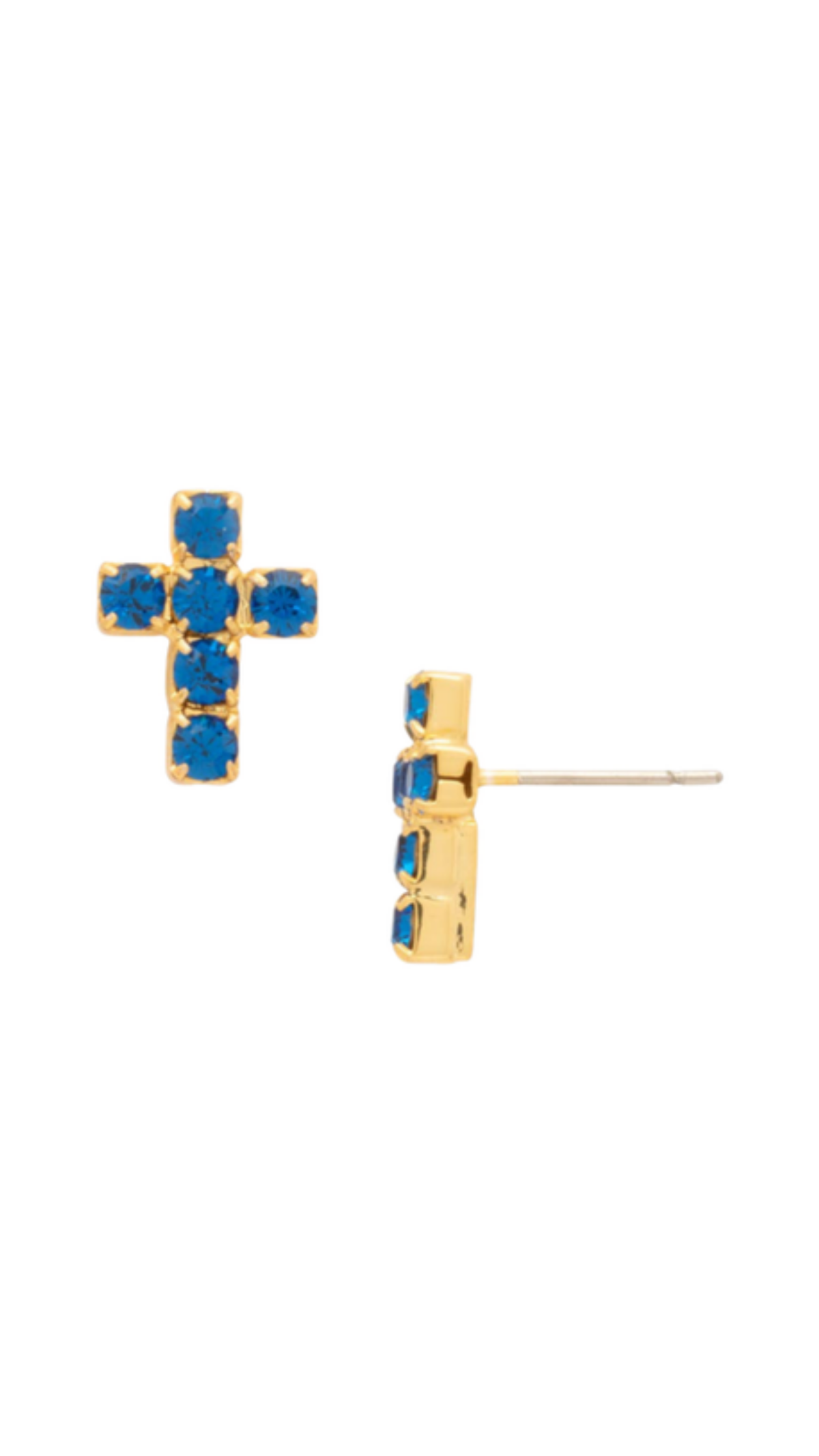 Carly Cross Stud Earrings, full view on white