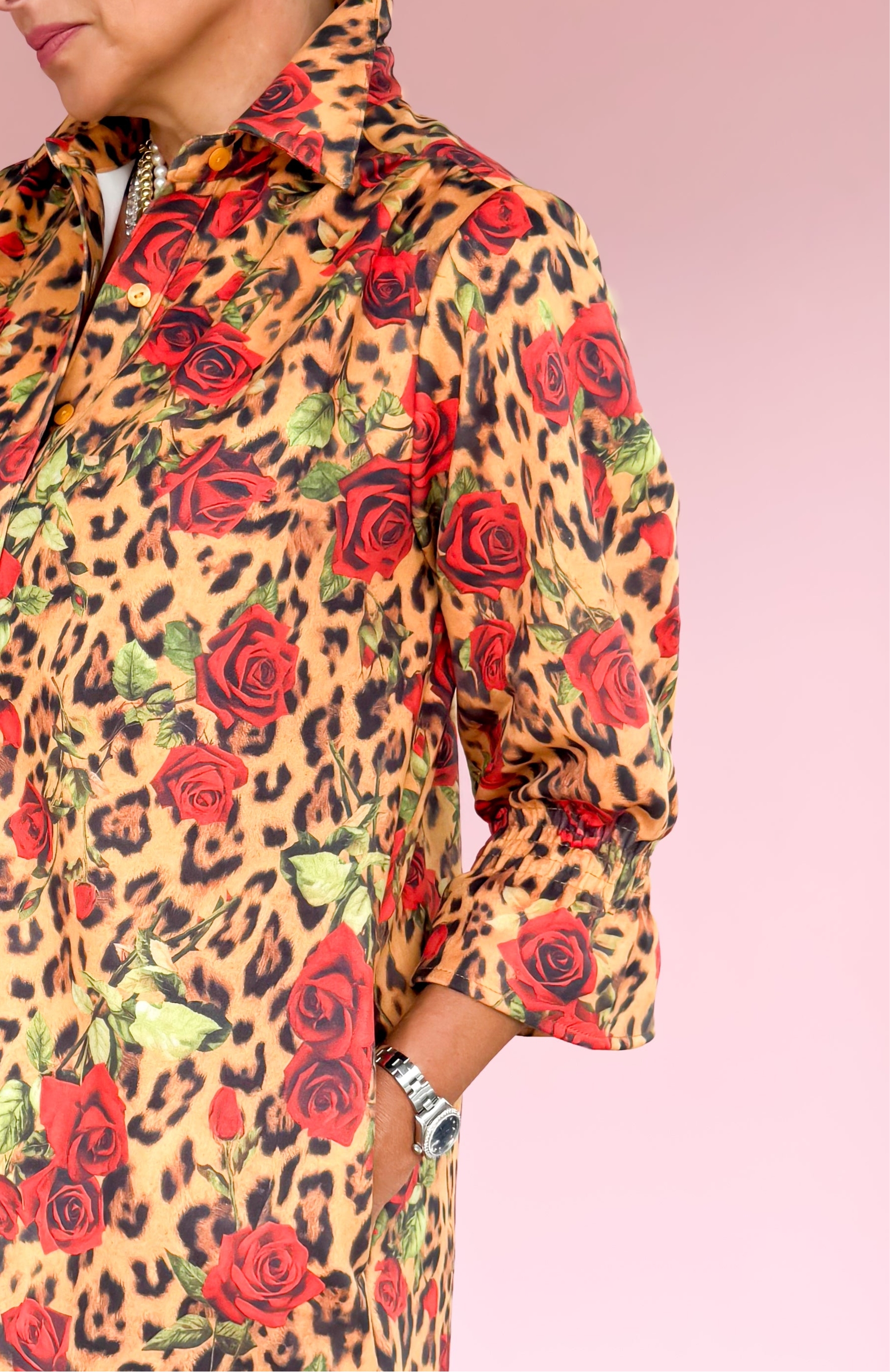 Liz Rose Leopard 3/4 Sleeve Short Dress