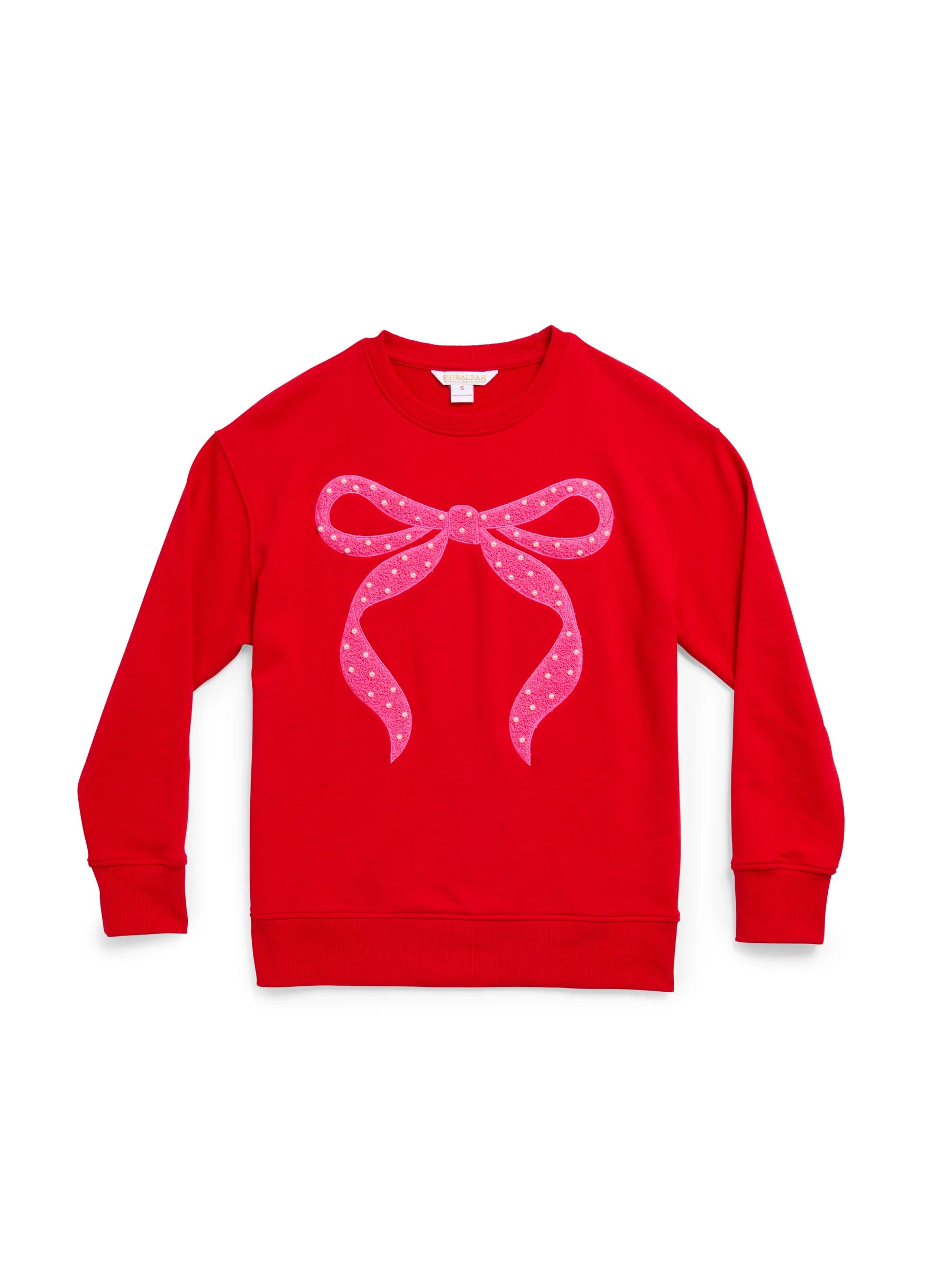 Pearl Bow Sweatshirt/Red