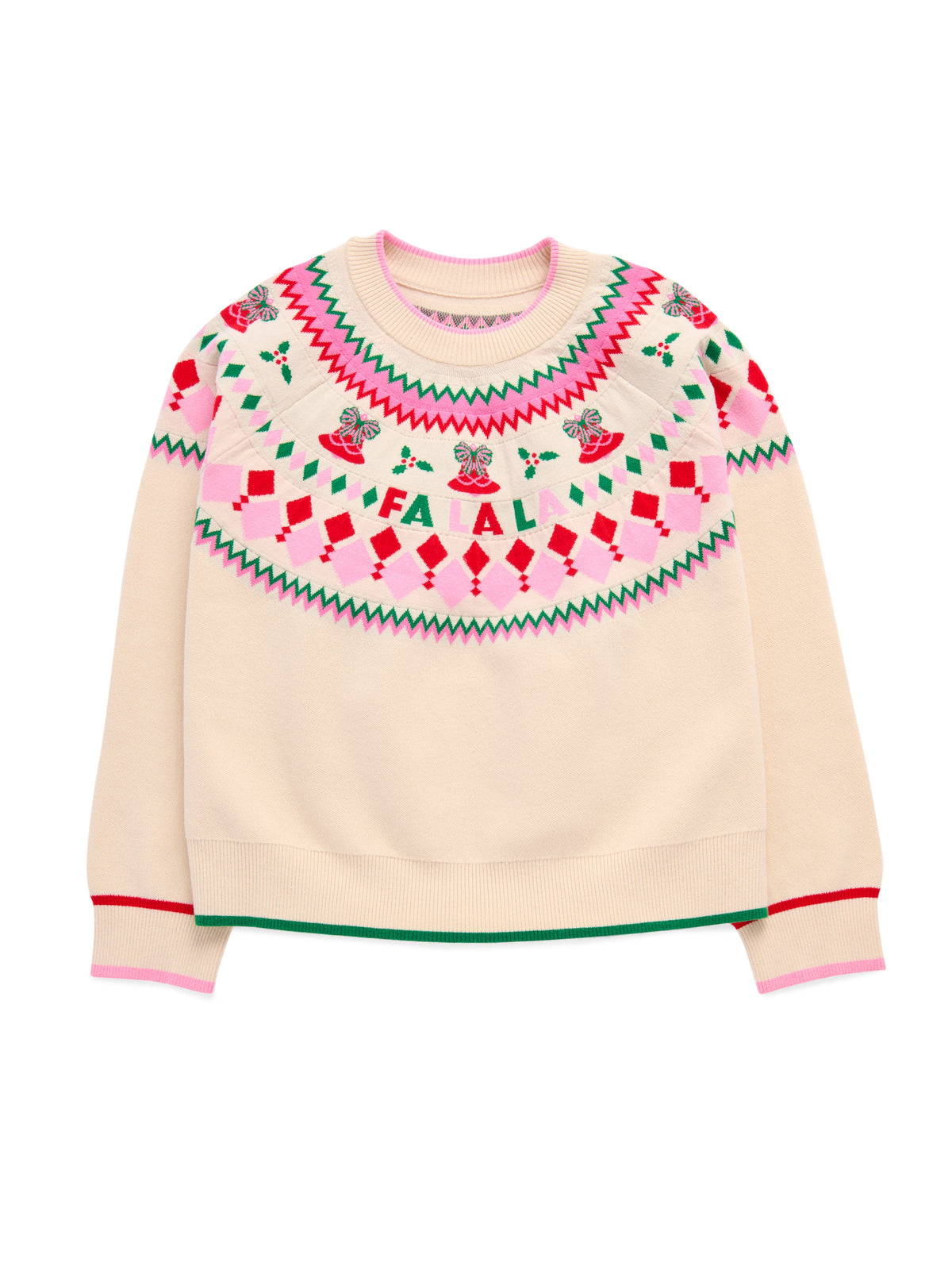 04-CD-202IV Fair Isle Double Knit Boxy Sweater Ivory - Shiraleah