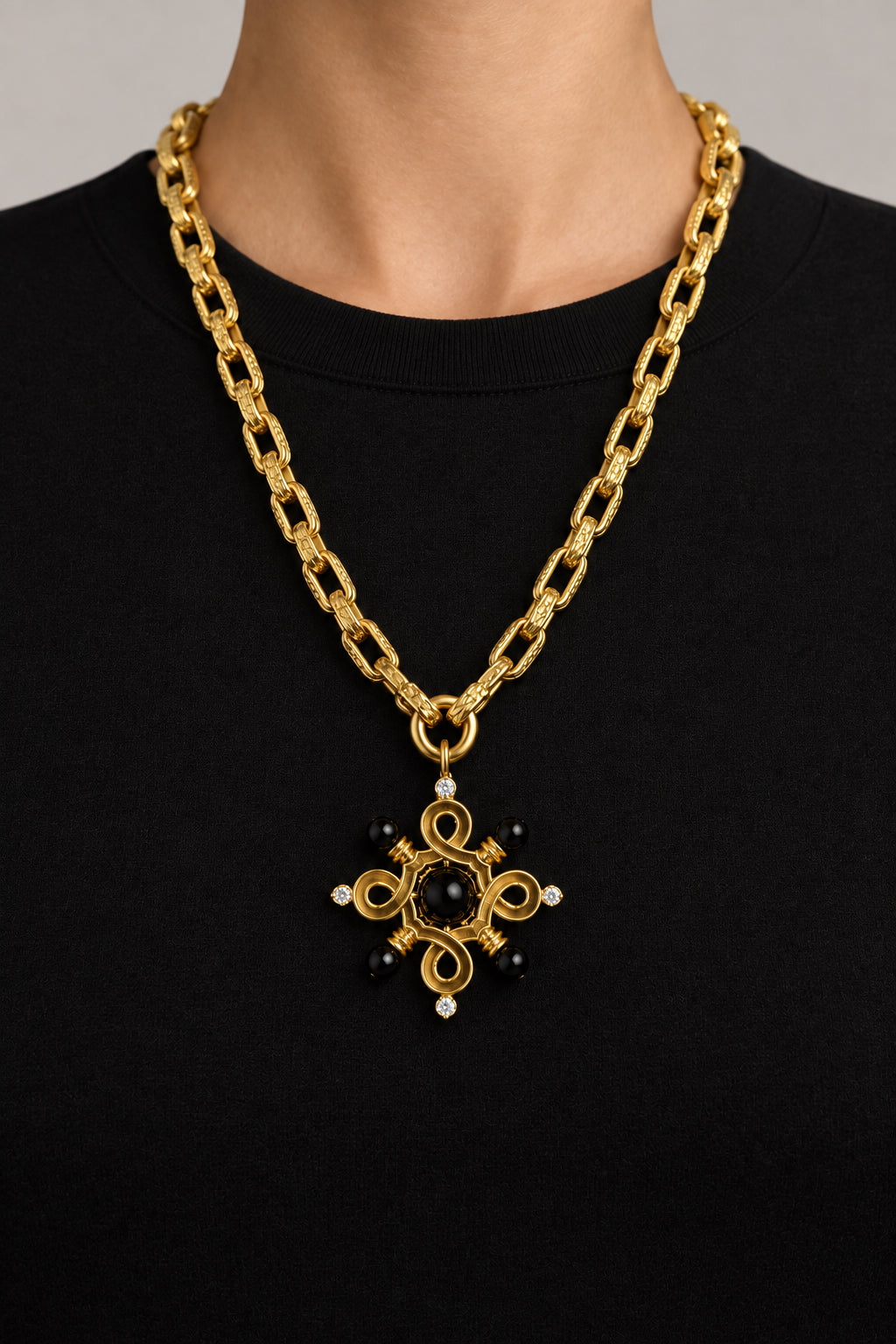 I R I & Studio Bold Statement Necklace with Stone, 20 inch statement necklace with stone, alternate view