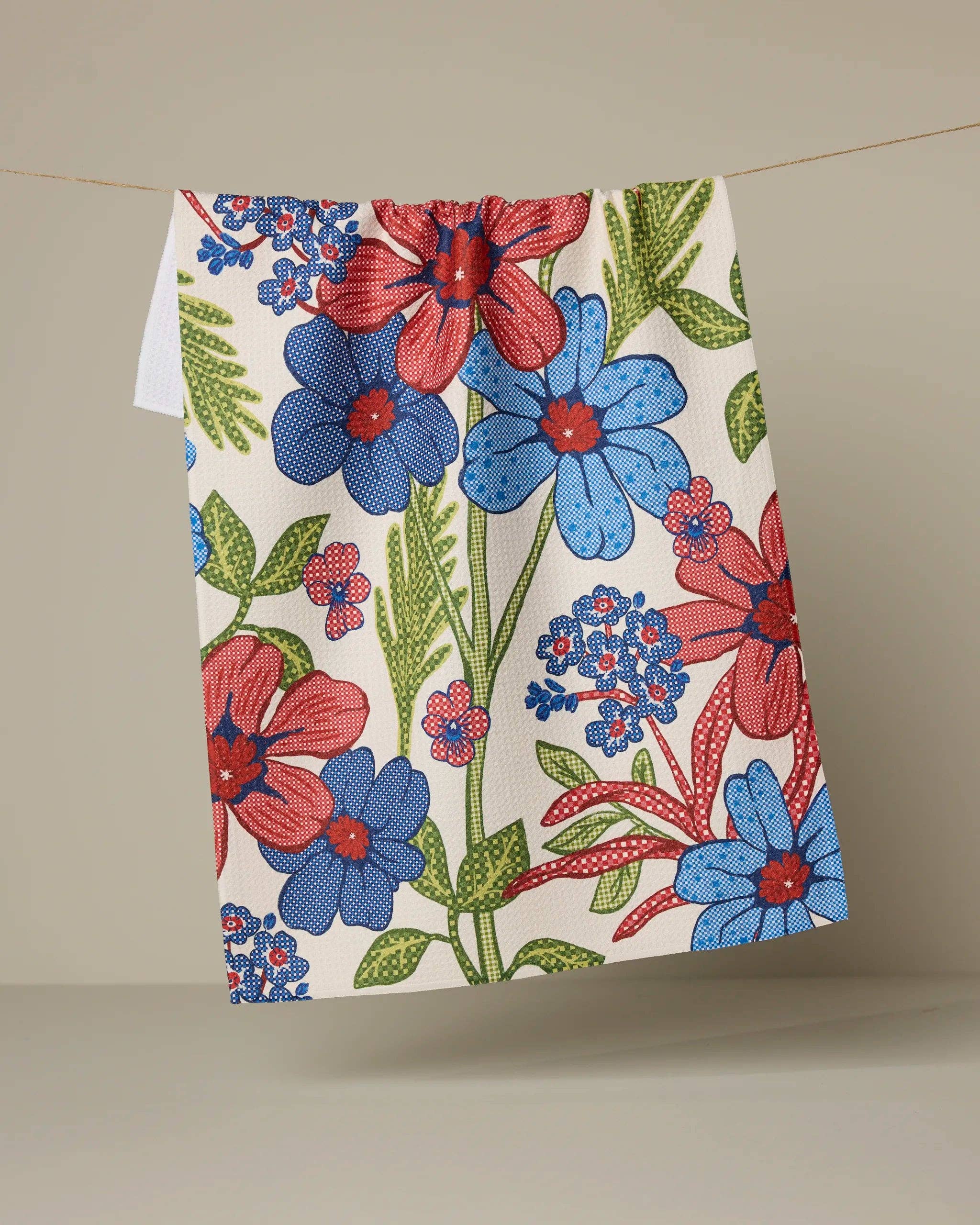 Plaid Floral tea towel product photo - front view - BLVD Boutik