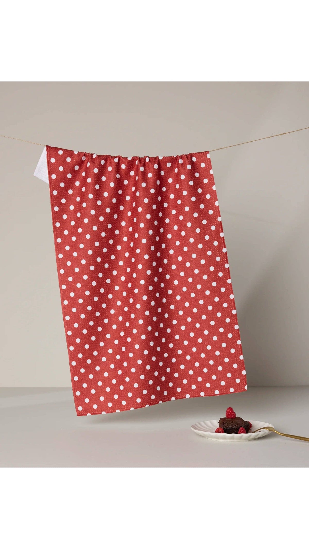 Geometry Polka Classic Tea Towel 18x30 kitchen towel, full view on white
