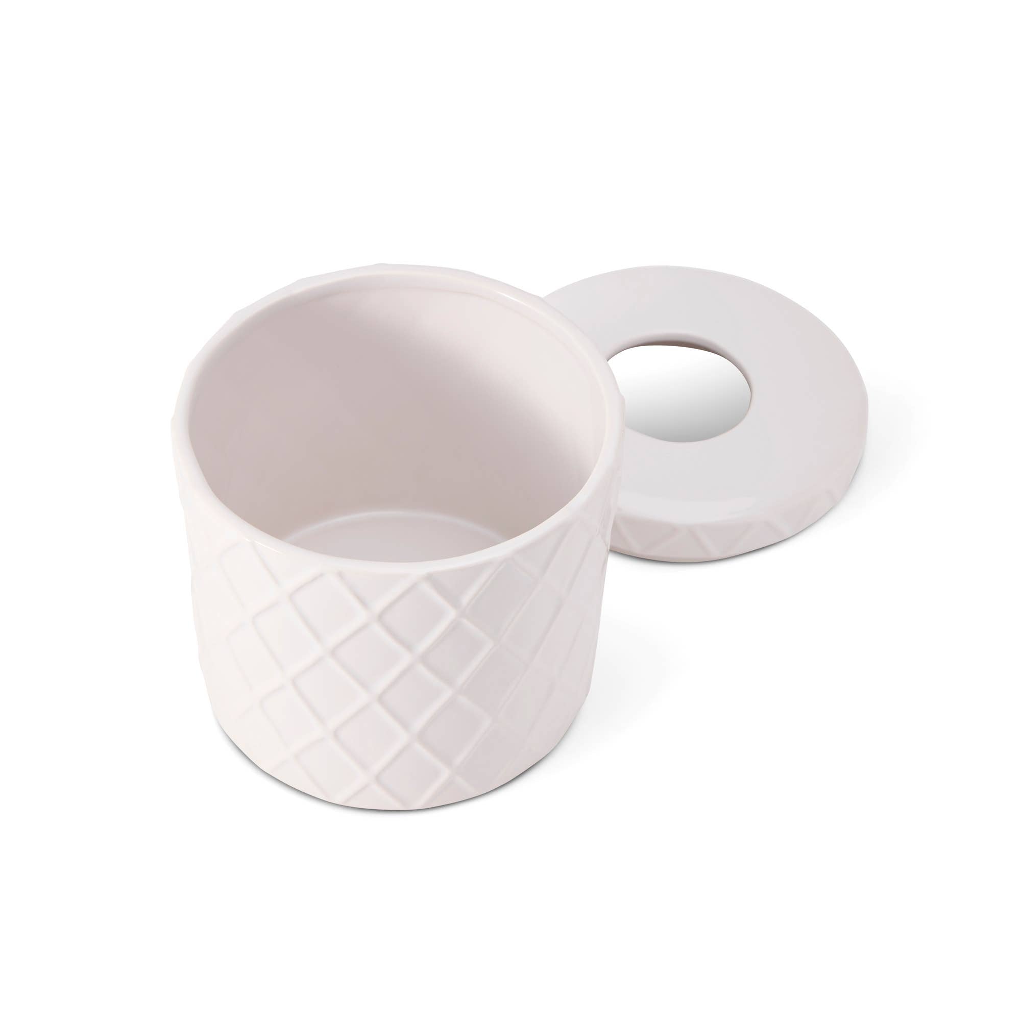 Ceramic Diamond Pattern Tissue Box - White