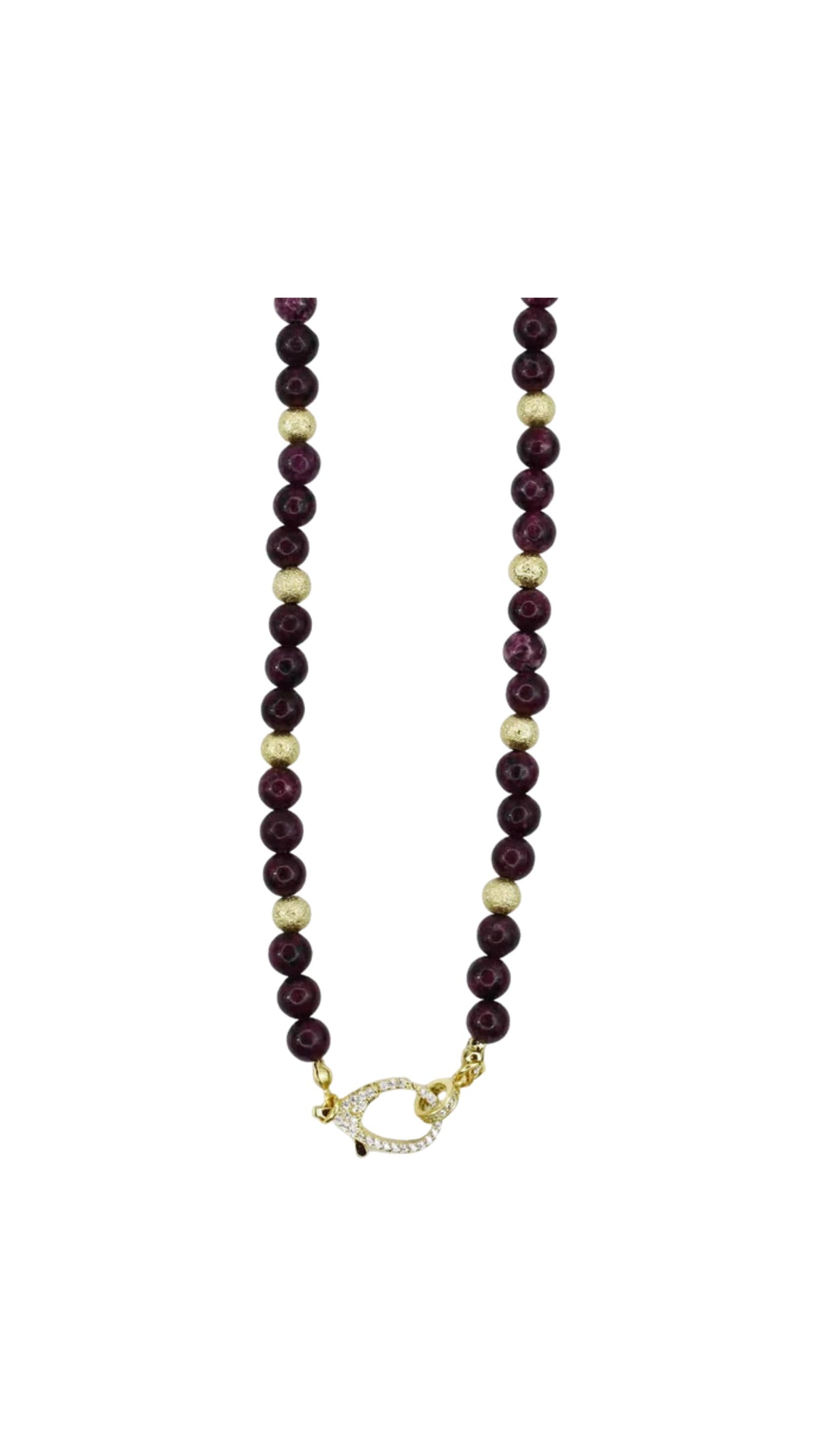 Beaded Necklace with Lobster Claw/Maroon - The BLVD