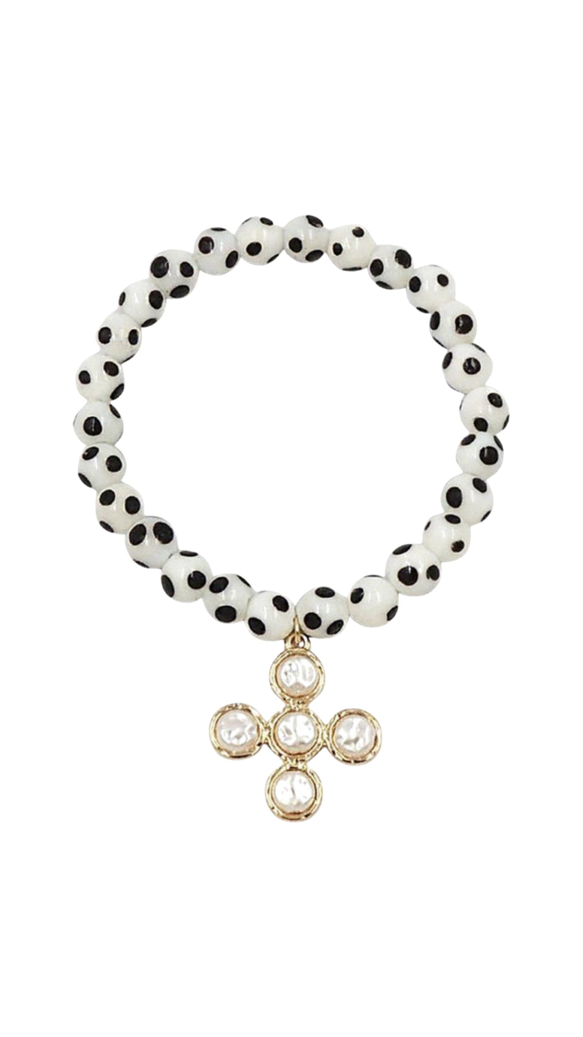 Polka Dot Beaded Cross Bracelet - The BLVD