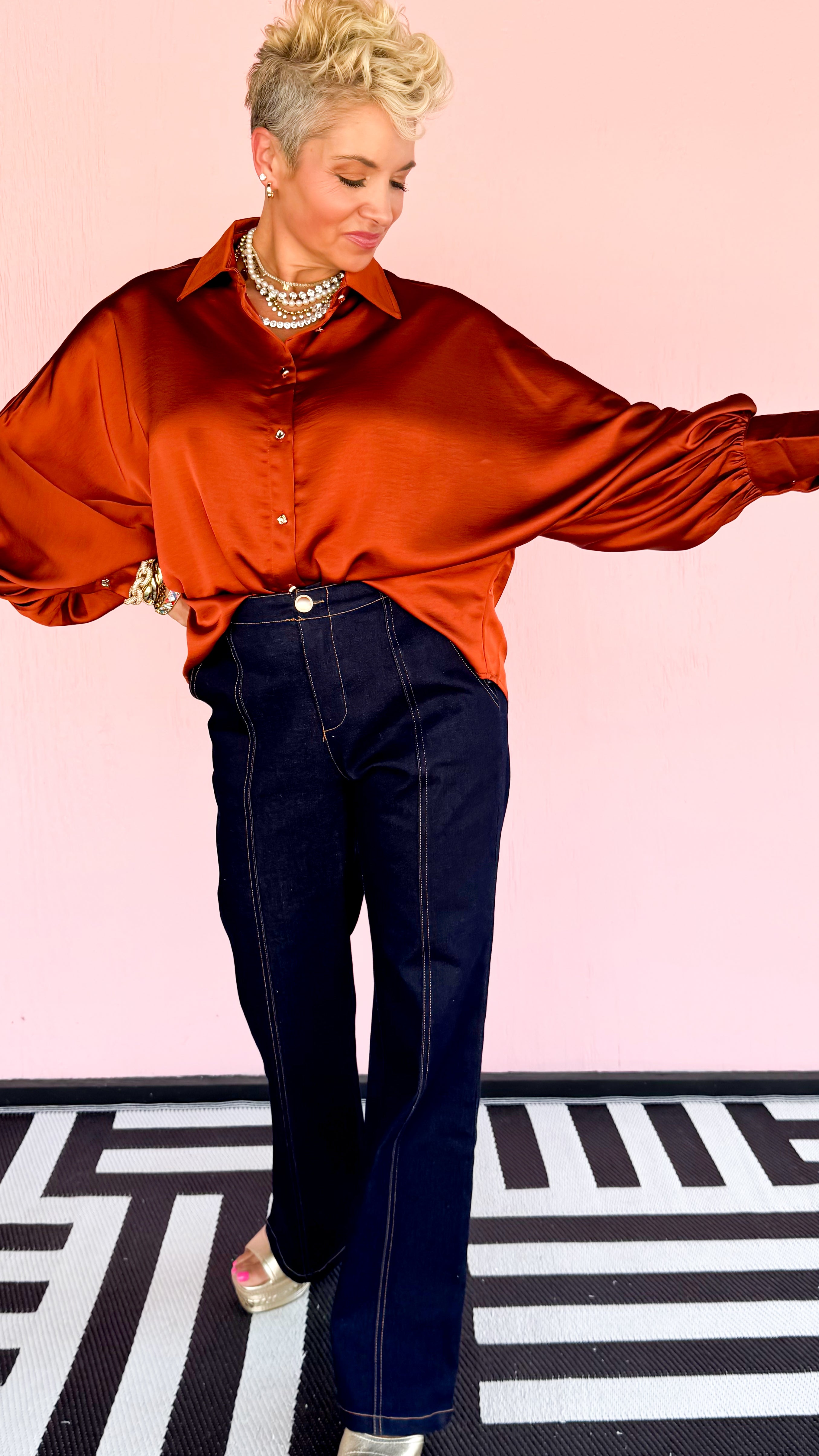 Voluminous Sleeve Top/Rust