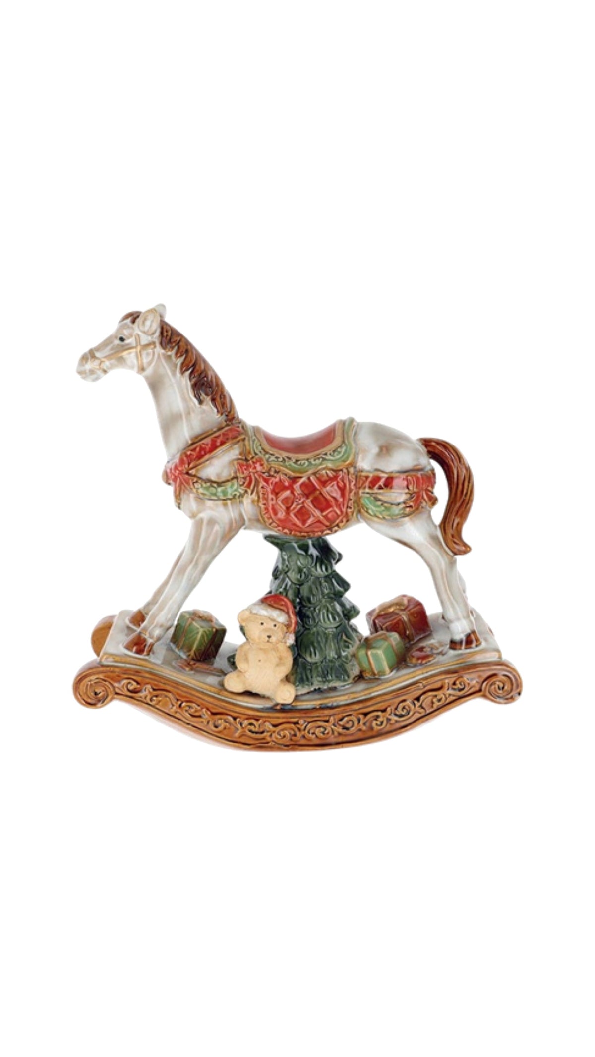 Porcelain Christmas Rocking Horse Figurine - The BLVD