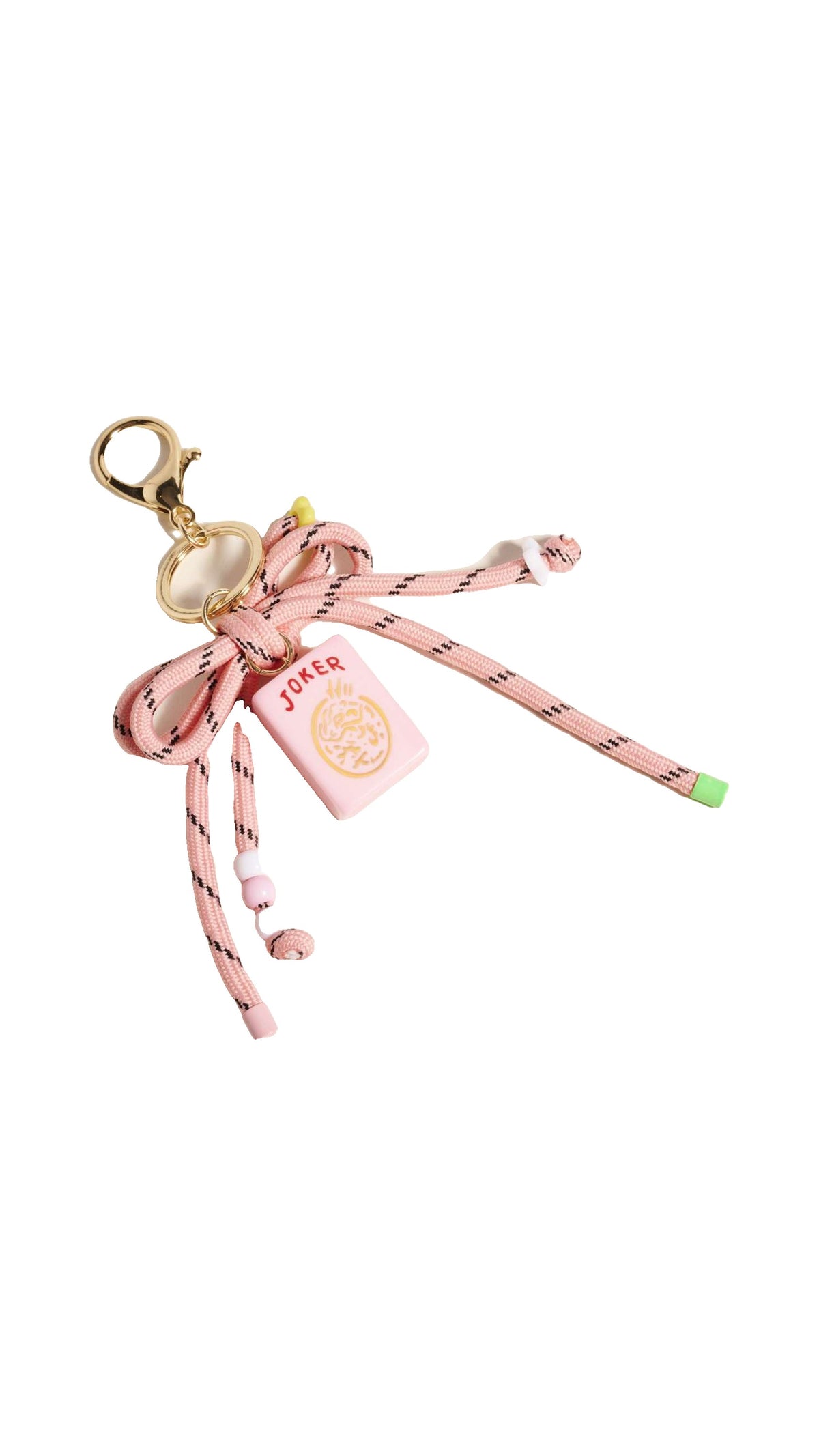 Mahjong Tile Drop Keychain with Pink Bow - The BLVD