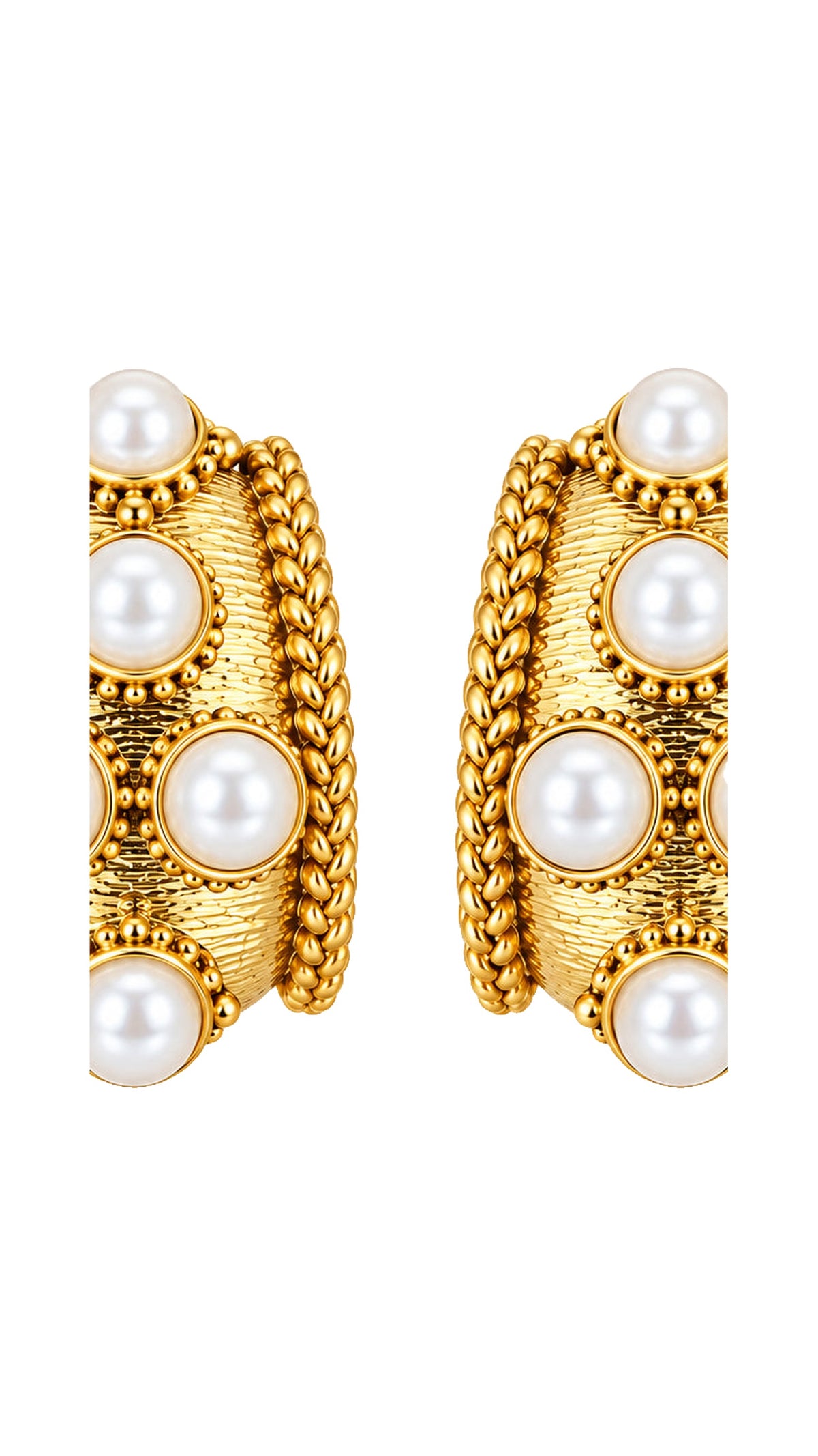 Antique Bold Hoop Earrings with Acrylic Stone - The BLVD