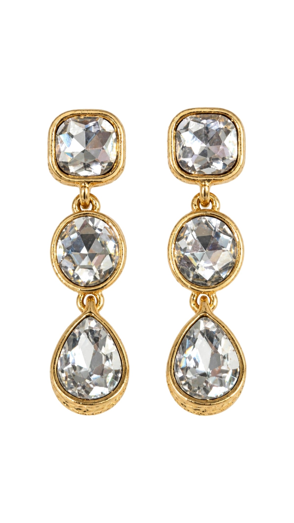 Crystal Triple Drop Earrings - The BLVD
