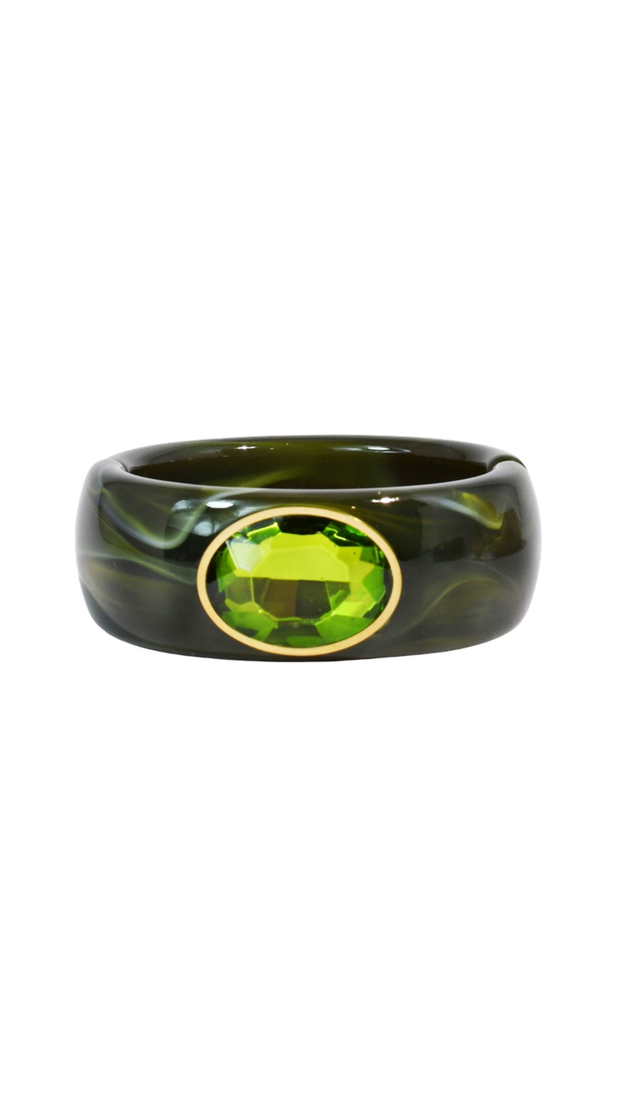 Gemstone Resin Cuff Bracelet/Olive - The BLVD