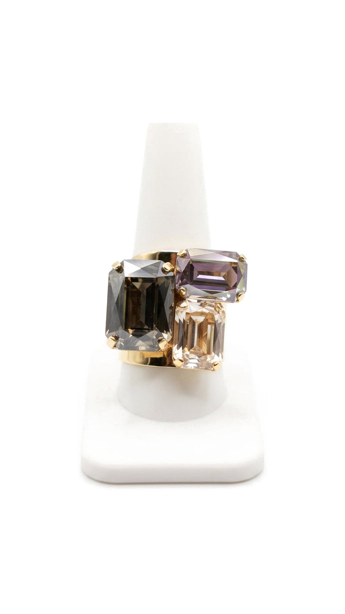 Triple Rhinestone Statement Ring/Gray - The BLVD