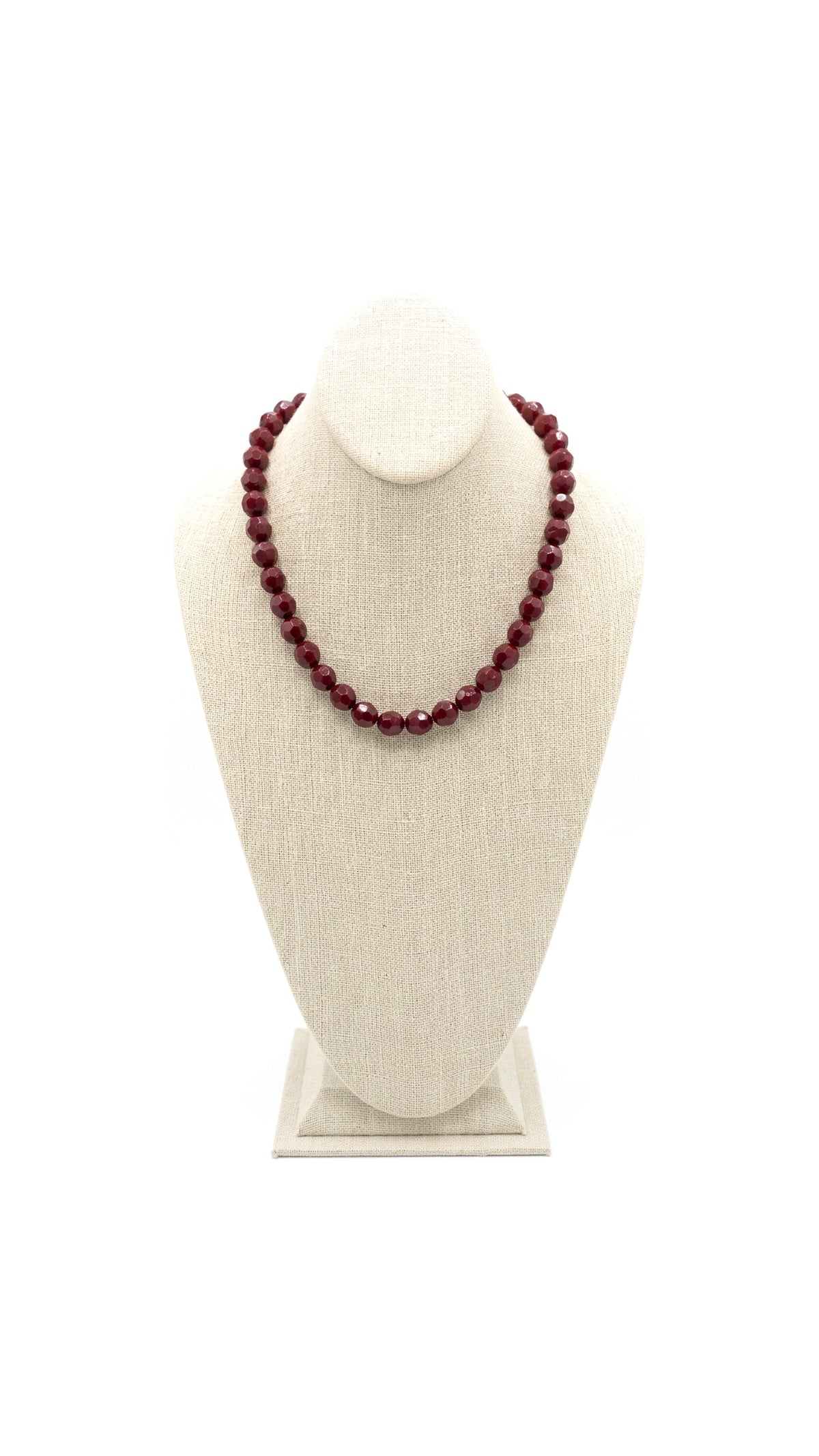 Faceted Bead Necklace/Burgundy - The BLVD