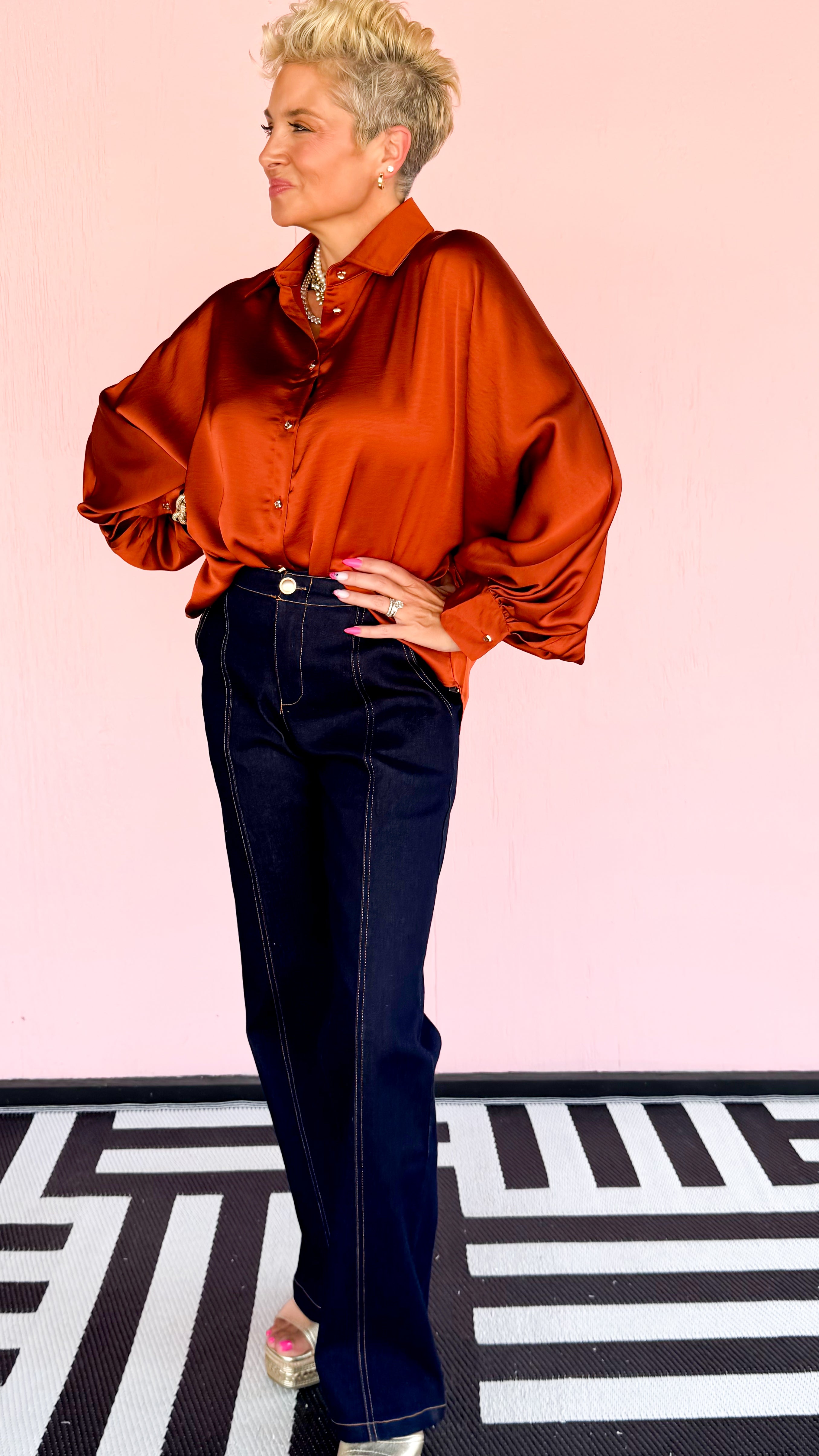 Voluminous Sleeve Top/Rust