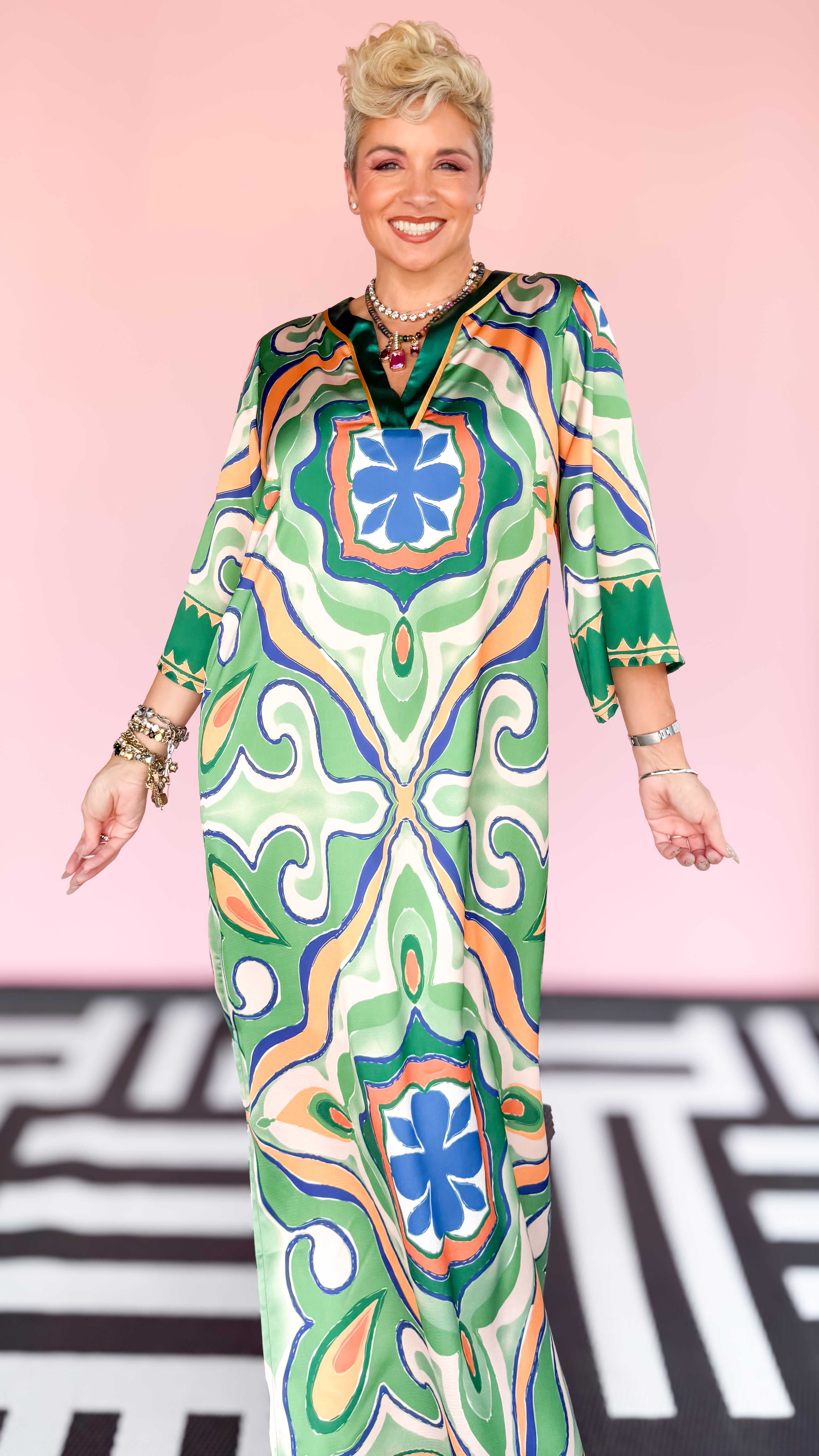 Moroccan Trimmed Maxi/Green