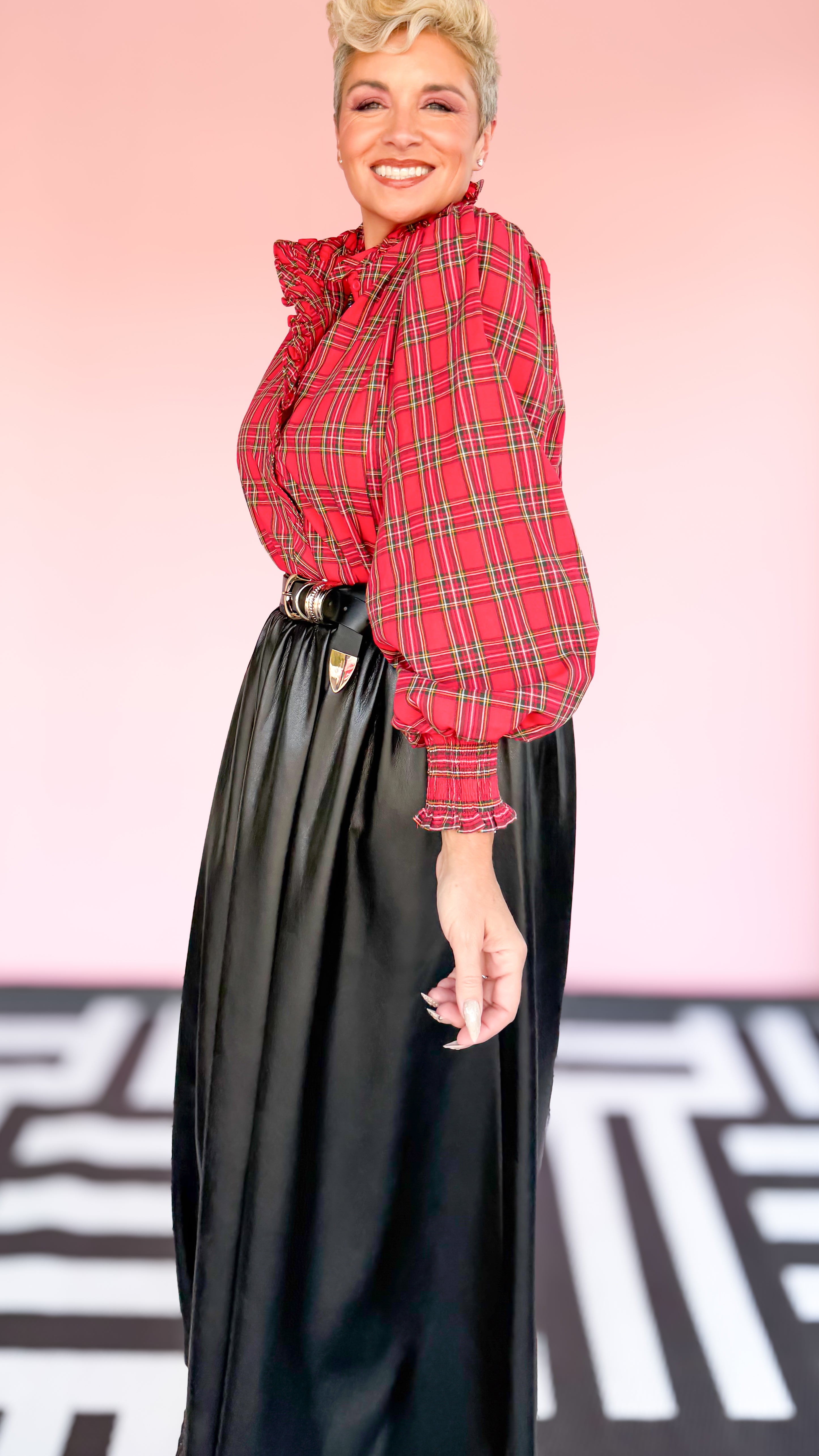 Tammy Tartan Button Down/Red