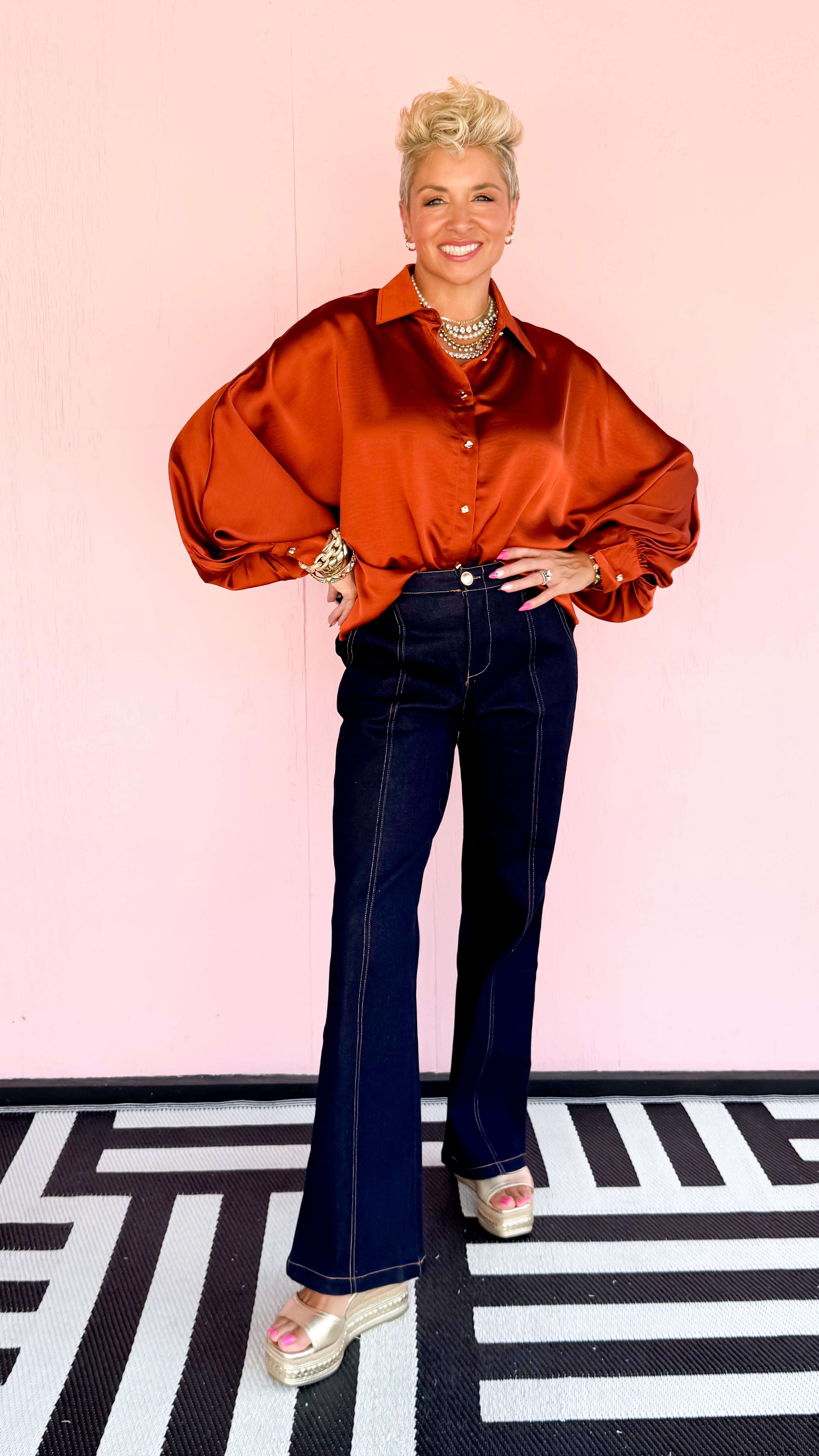 Voluminous Sleeve Top/Rust