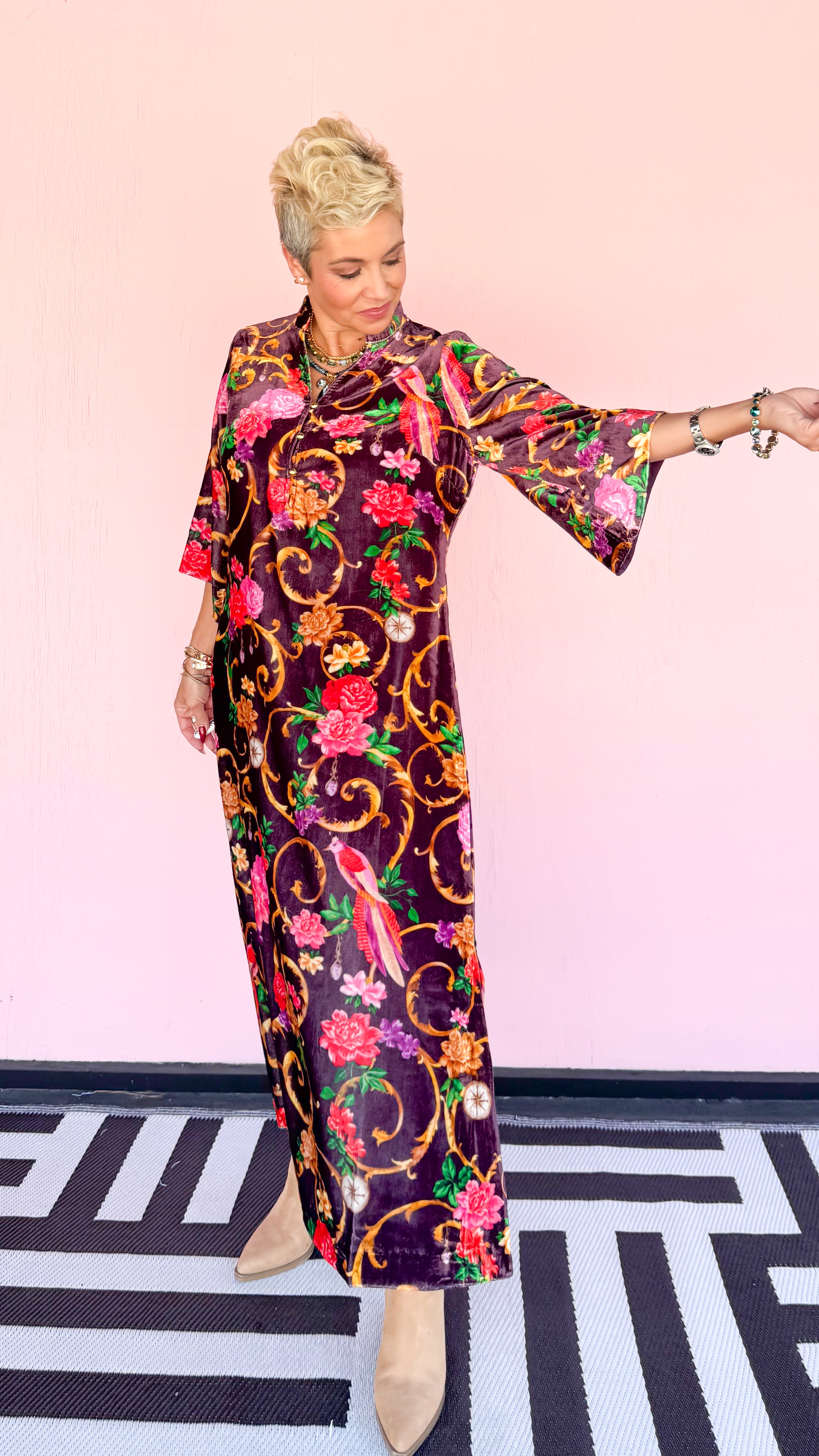 Jerry Velvet V-neck Midi Dress