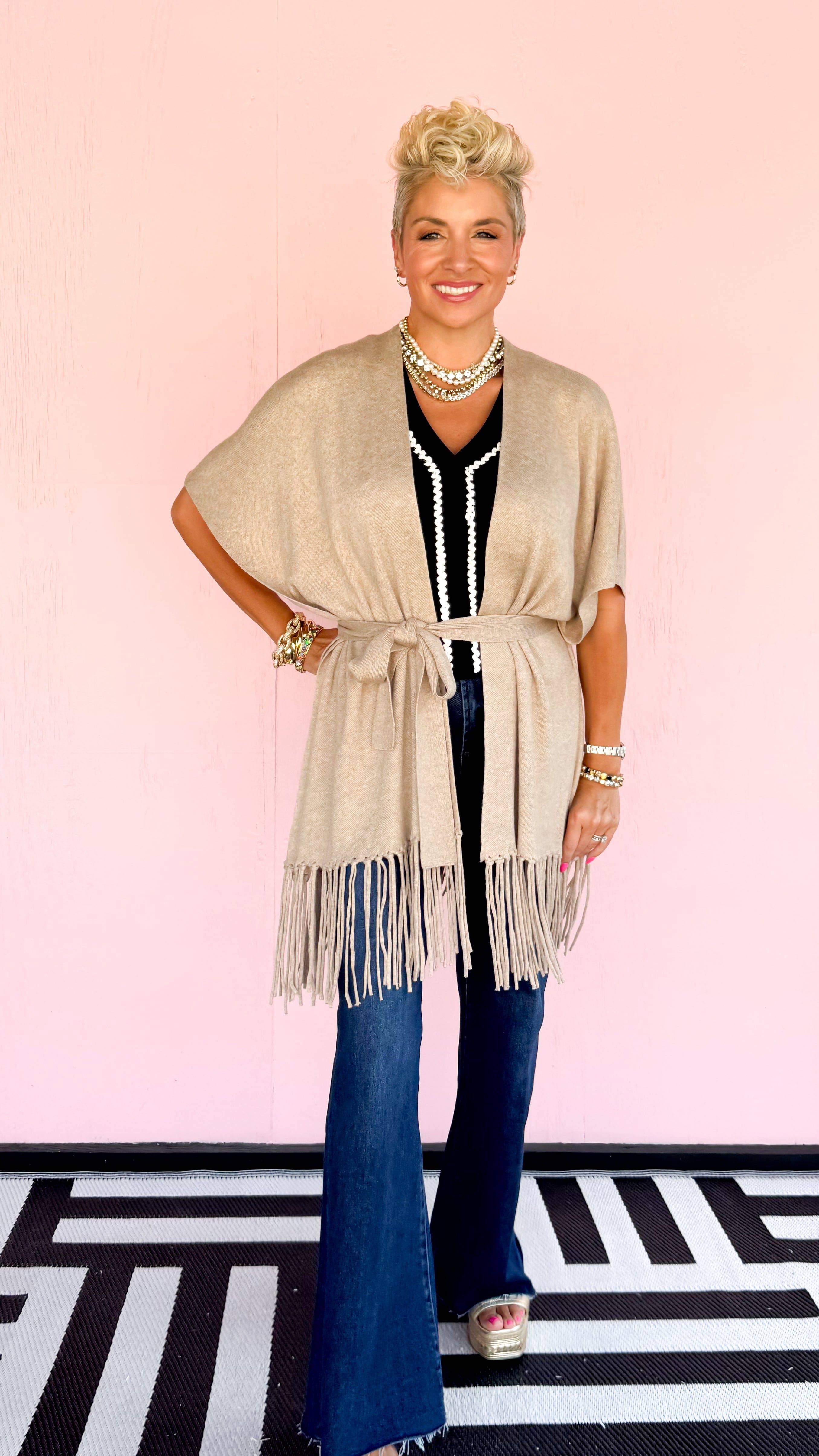 Fringe Tied Cardigan - The BLVD