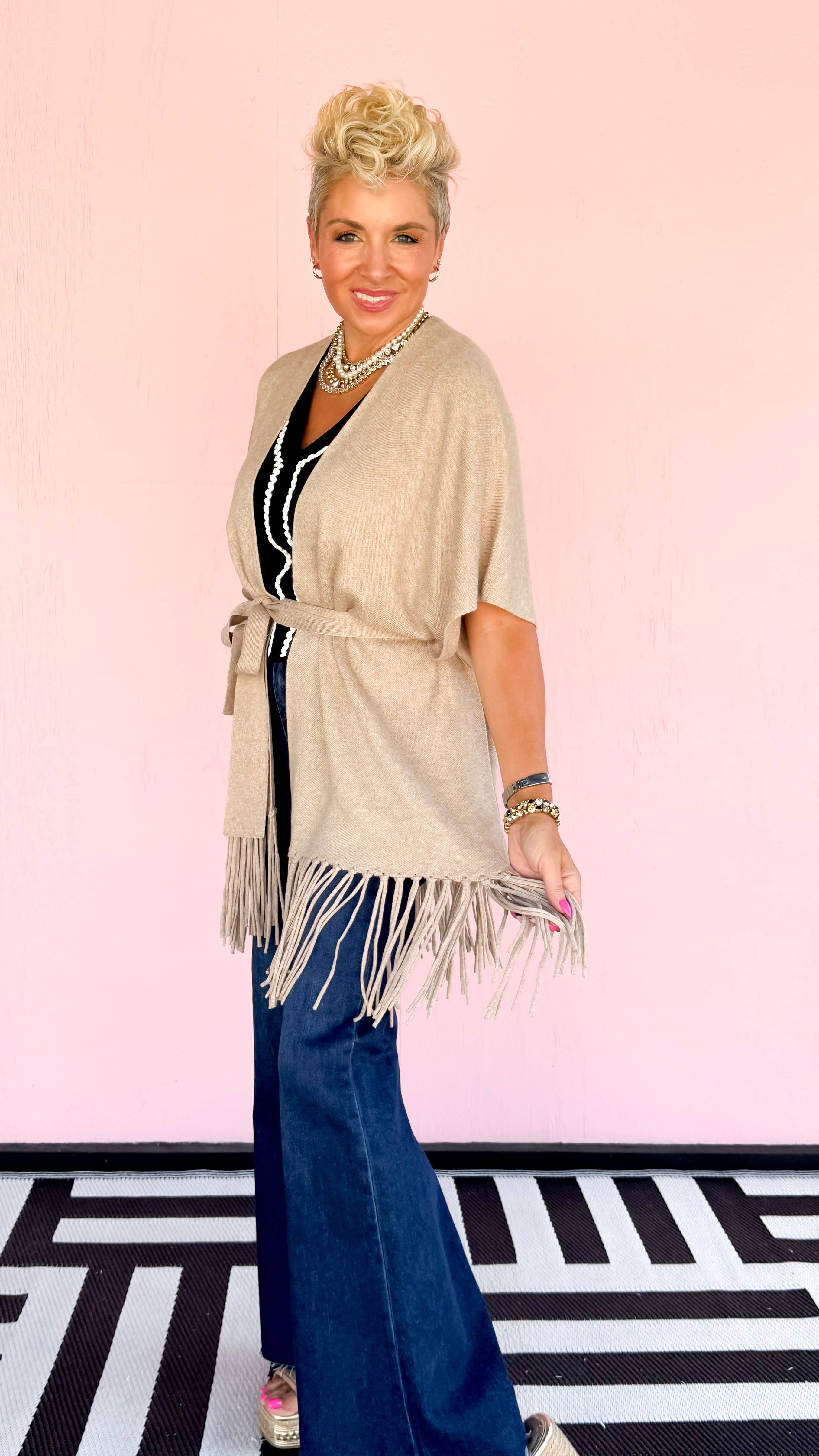 Fringe Tied Cardigan - The BLVD