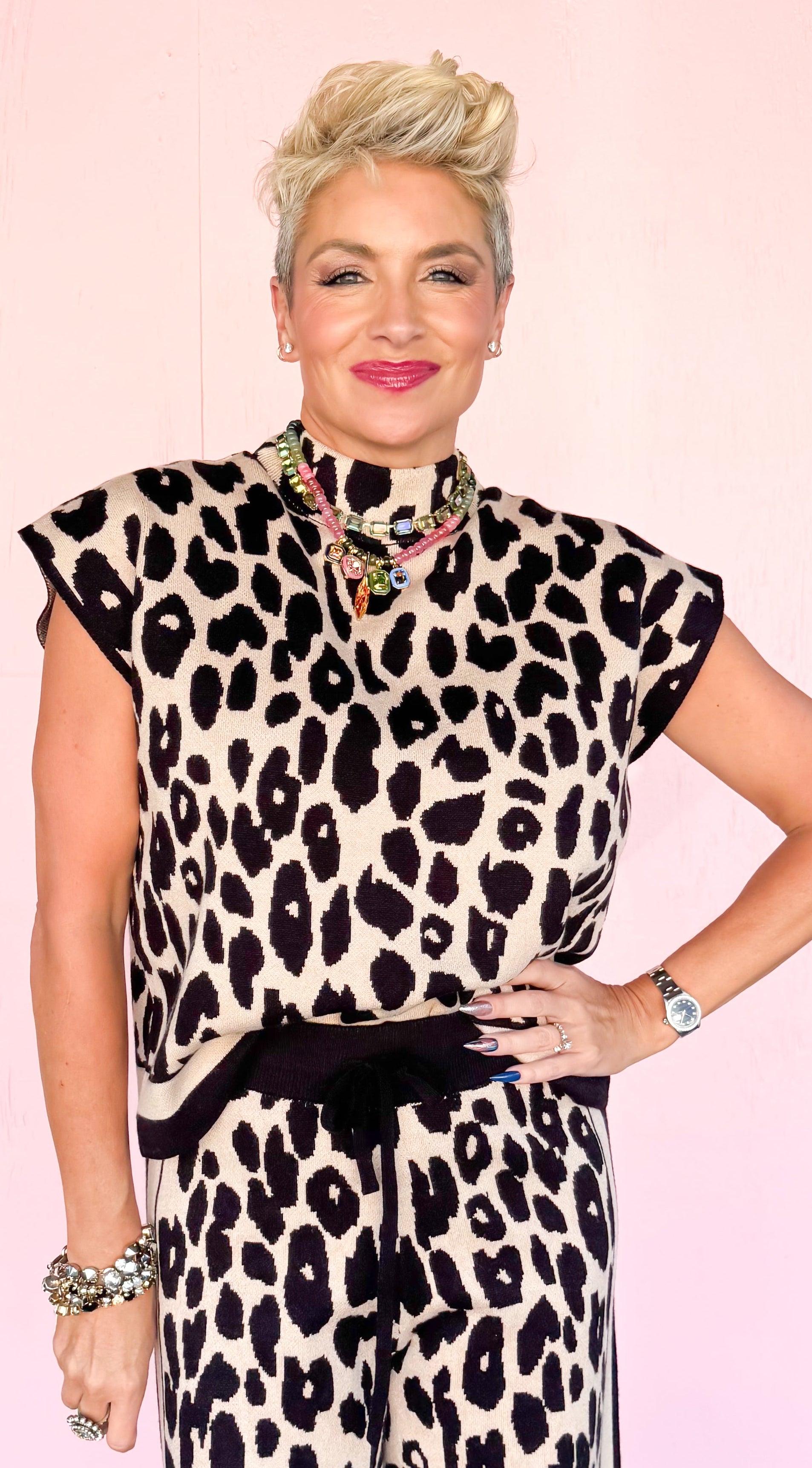 Kiki Leopard Knit Top/Black - The BLVD